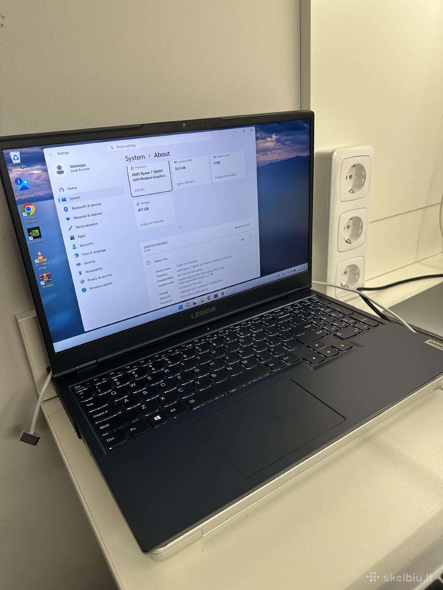 Lenovo legion Amd ryzen 16gb 512gb Rtx