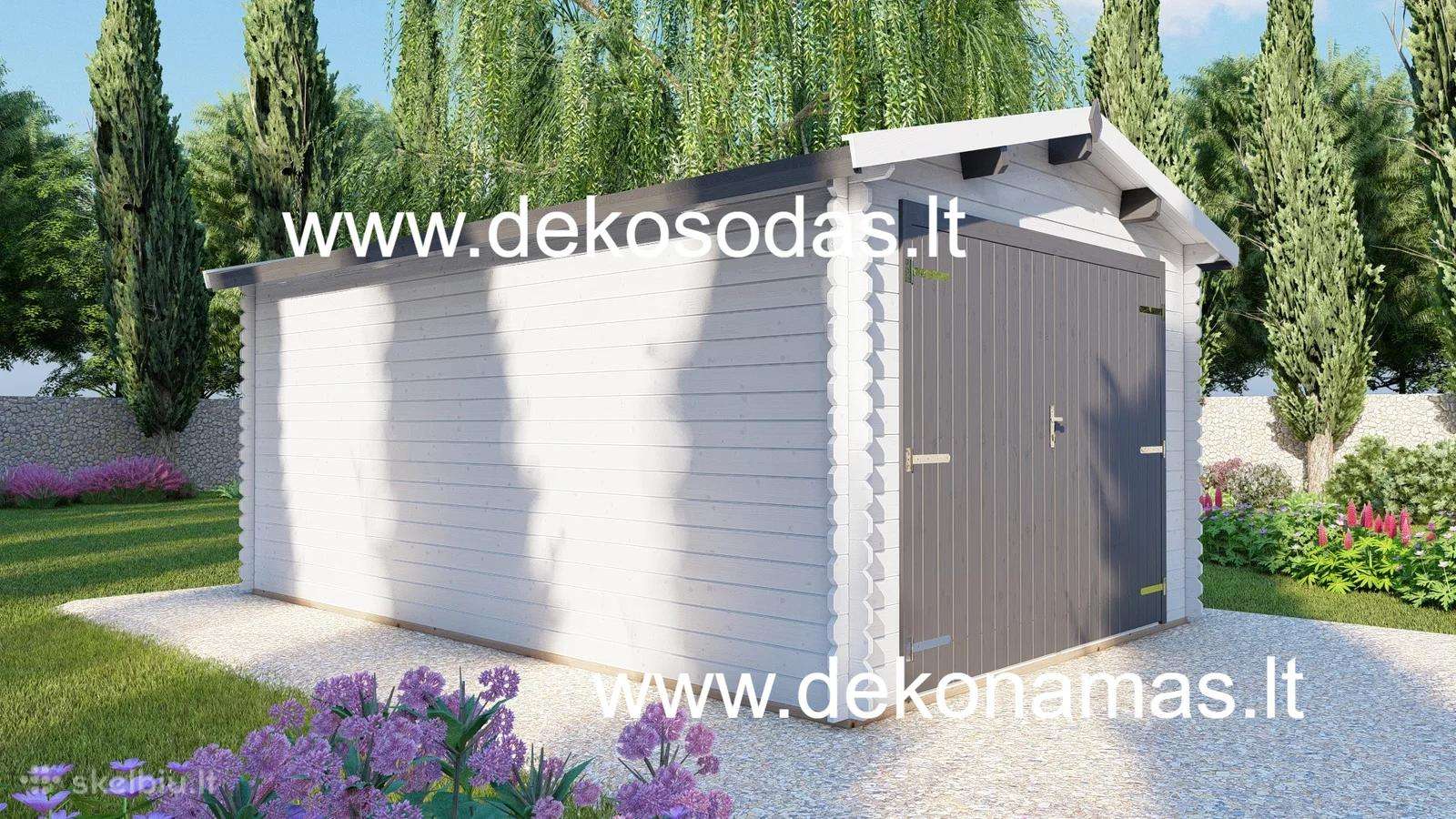 Medinis garažas „drevis“ 28 mm 330x510 cm