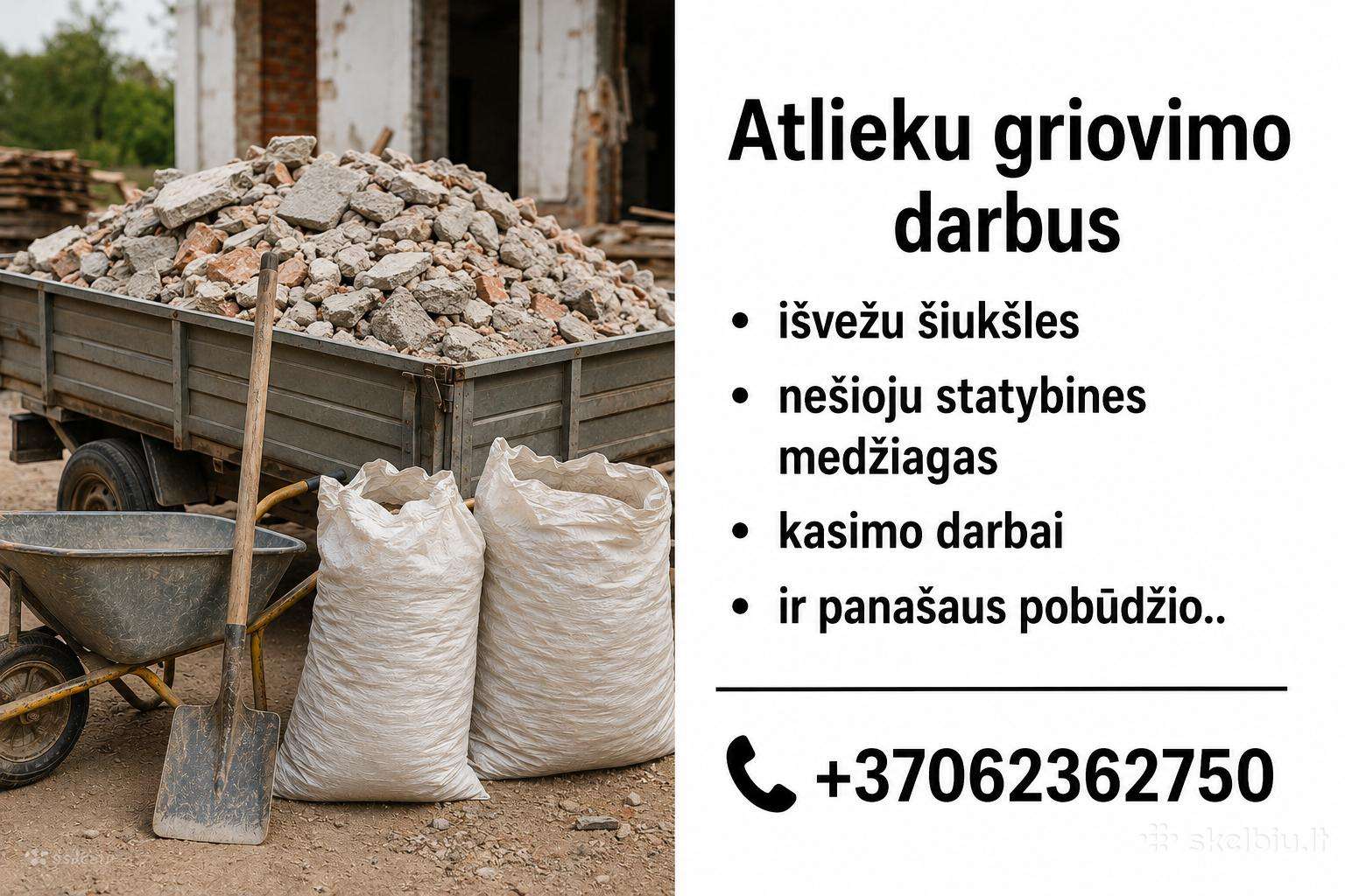 Griovimo darbai, išvežimas ir kiti darbai