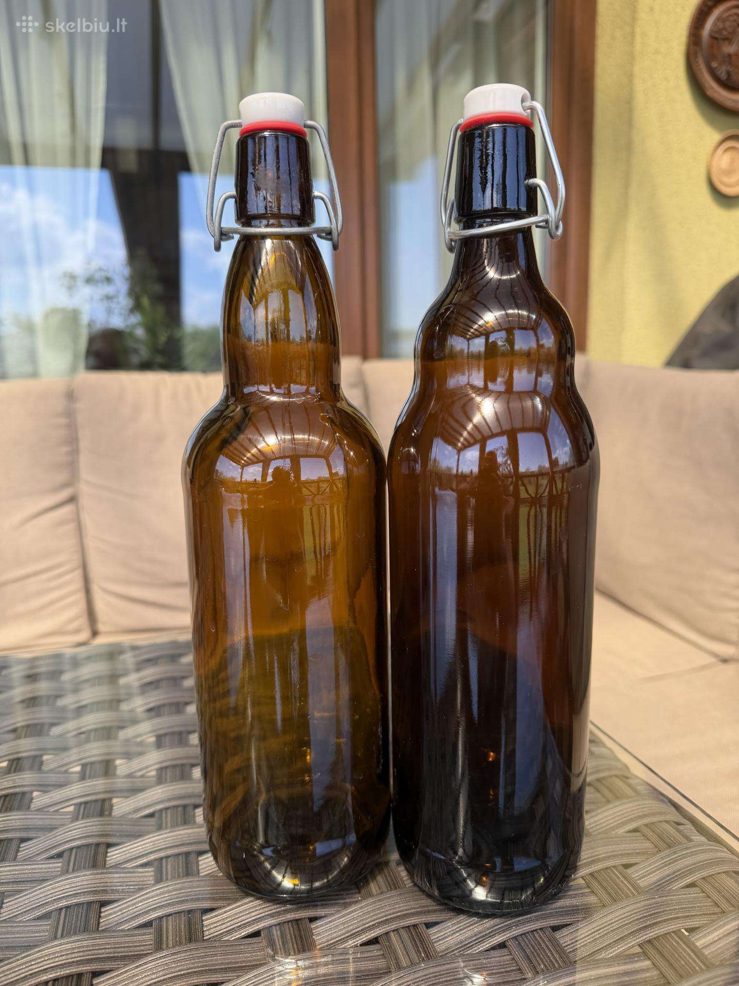 Rudo stiklo 1l buteliai su swing kamšteliais