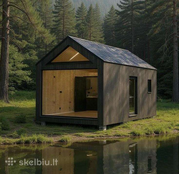 Modulinė pirtis, karkasinė pirtis.