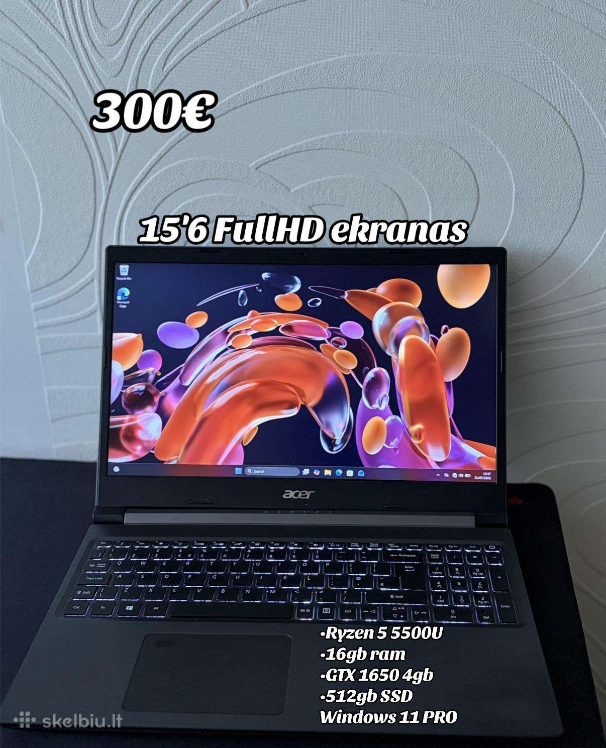 Biudžetiniai laptopai 35-300 eur