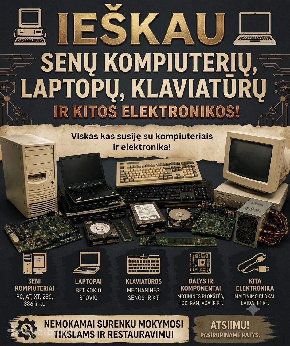 Nemokamai paimsiu seną IT techniką ir elektroniką