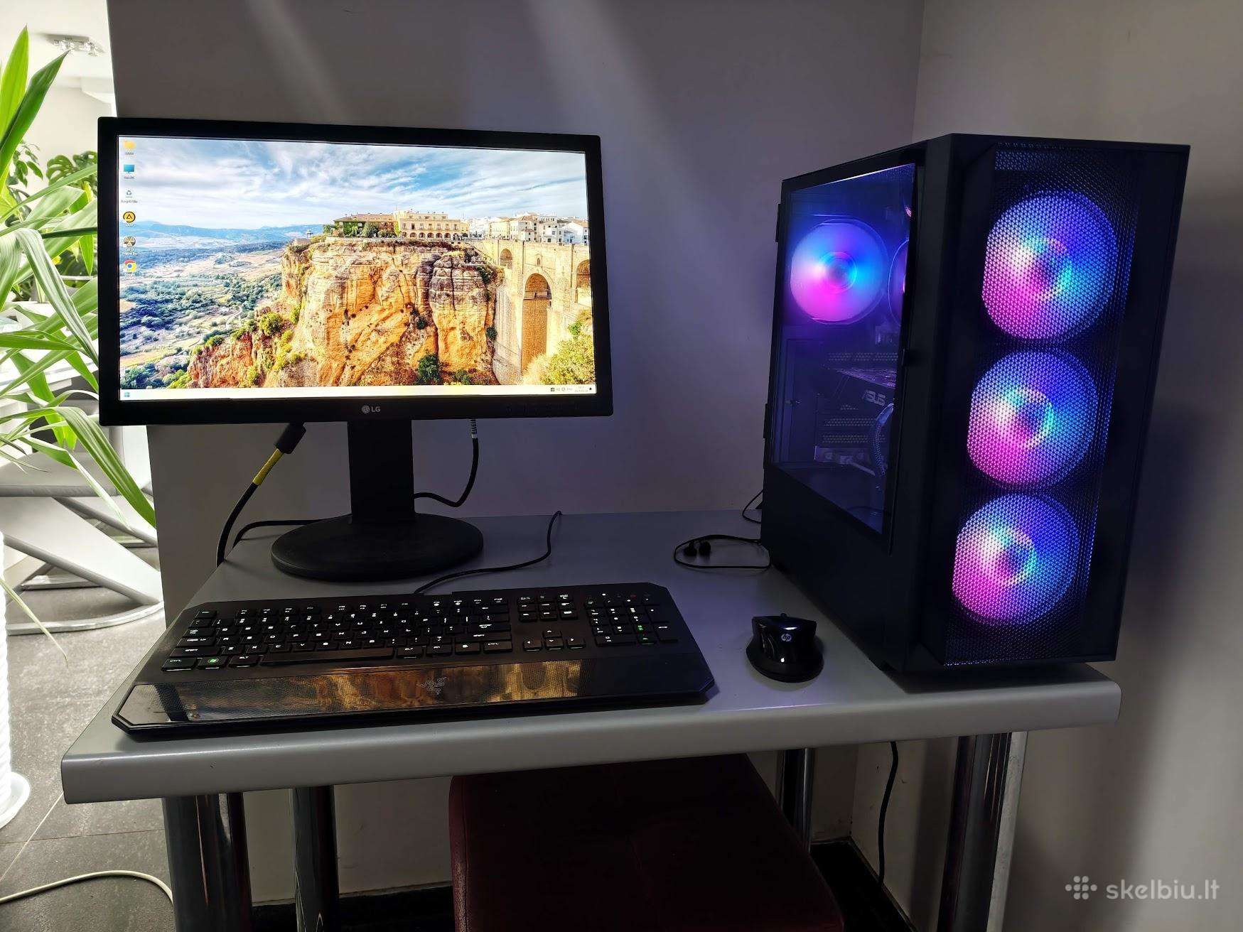 Greitas Rgb žaidimų kompiuteris su monitorium