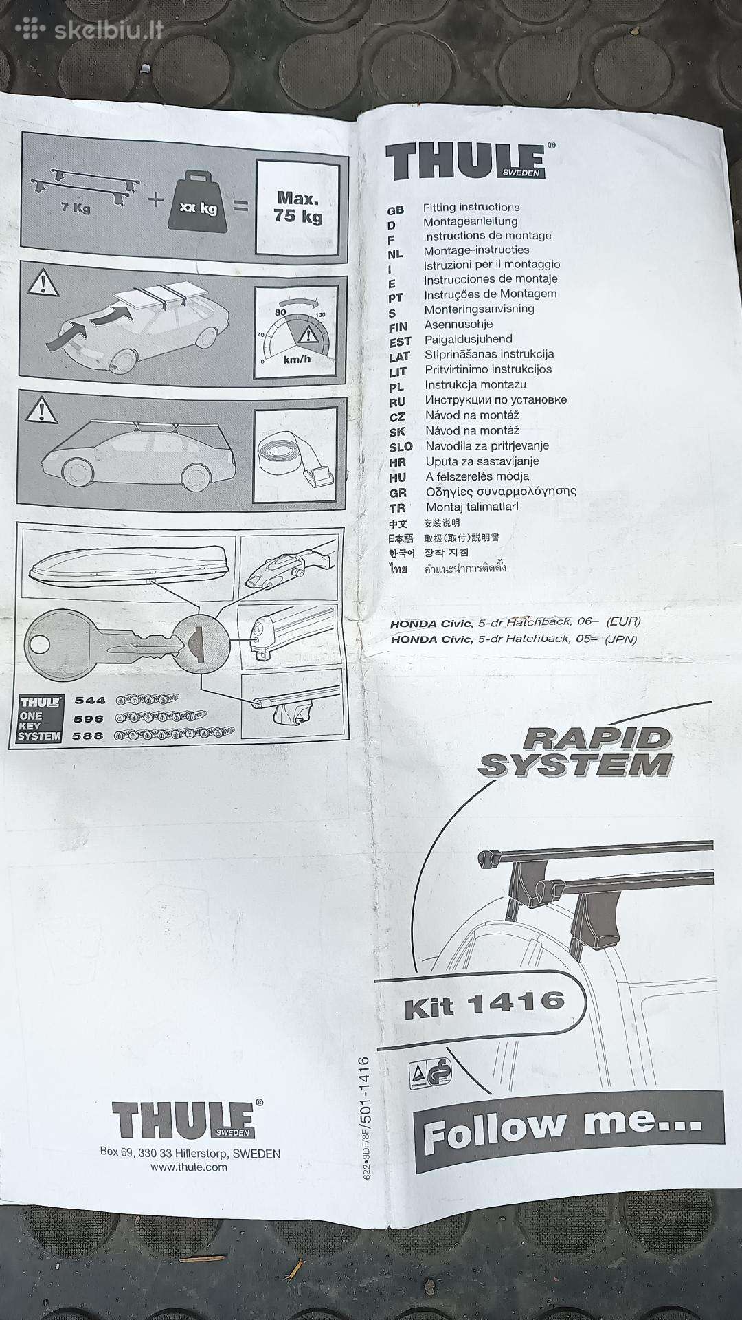 Thule kit 1416 Honda Civic 8-gen.
