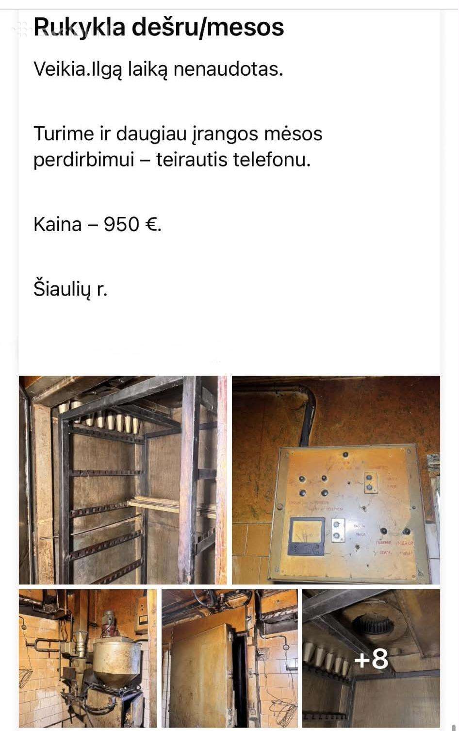 Naudota mėso cheho įranga