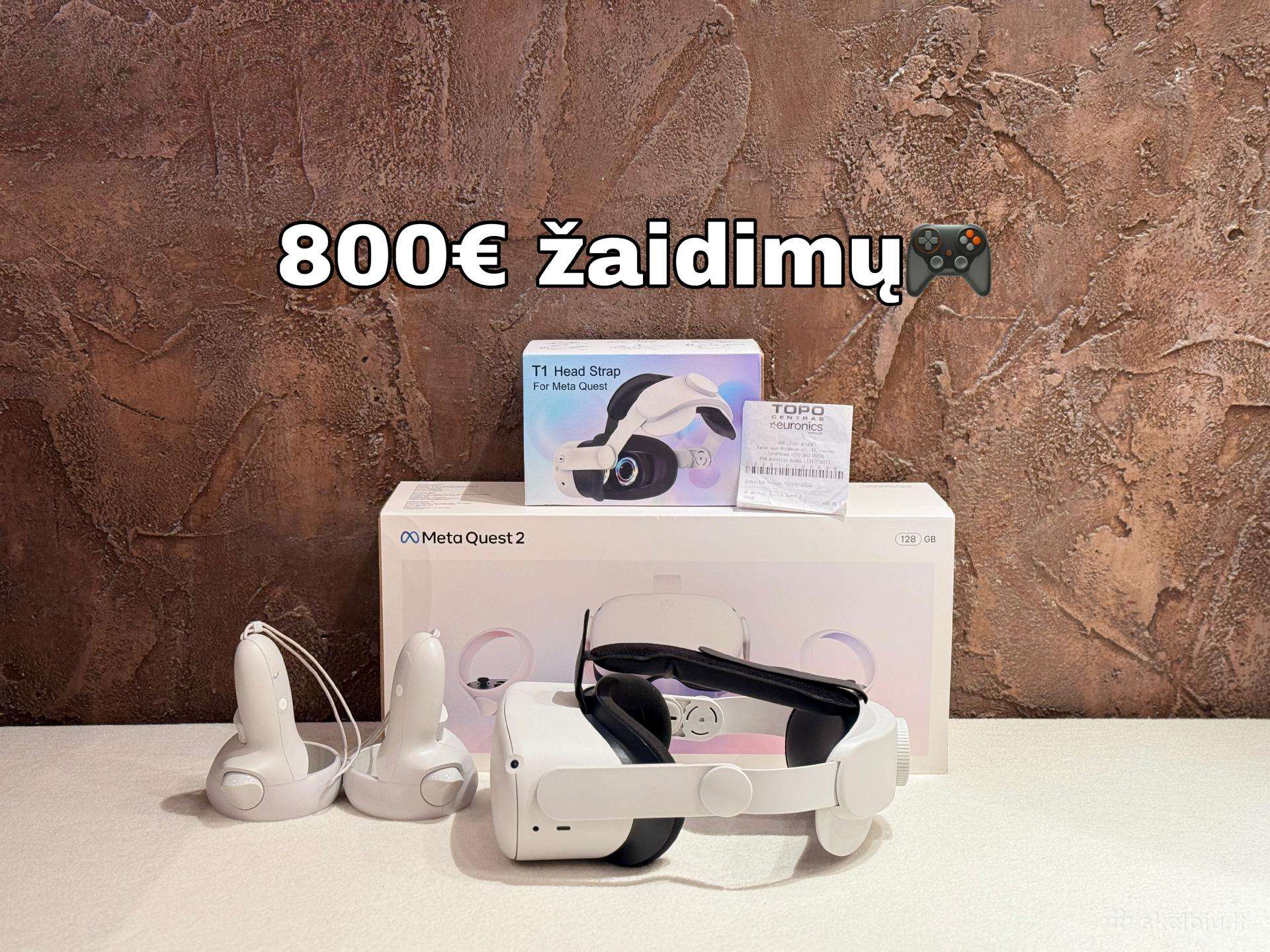 Meta Quest 2 128gb Oculus Vr Priedai 800€ žaidimų!