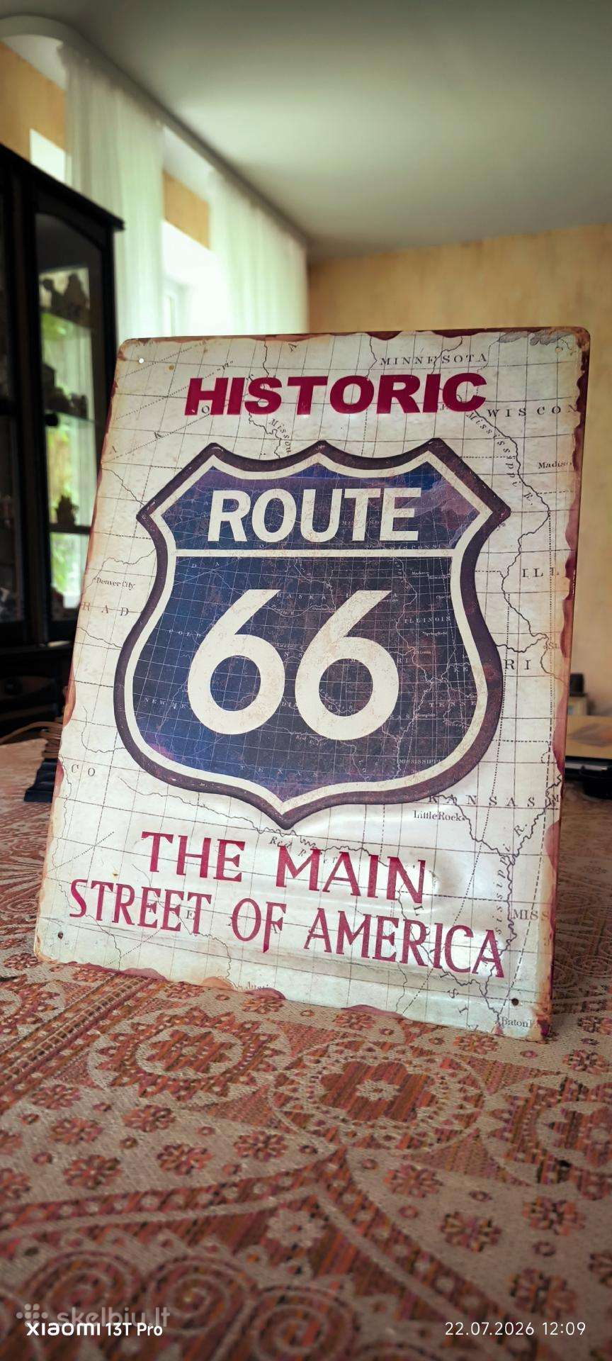 Stilizuota metaline iskaba Route66