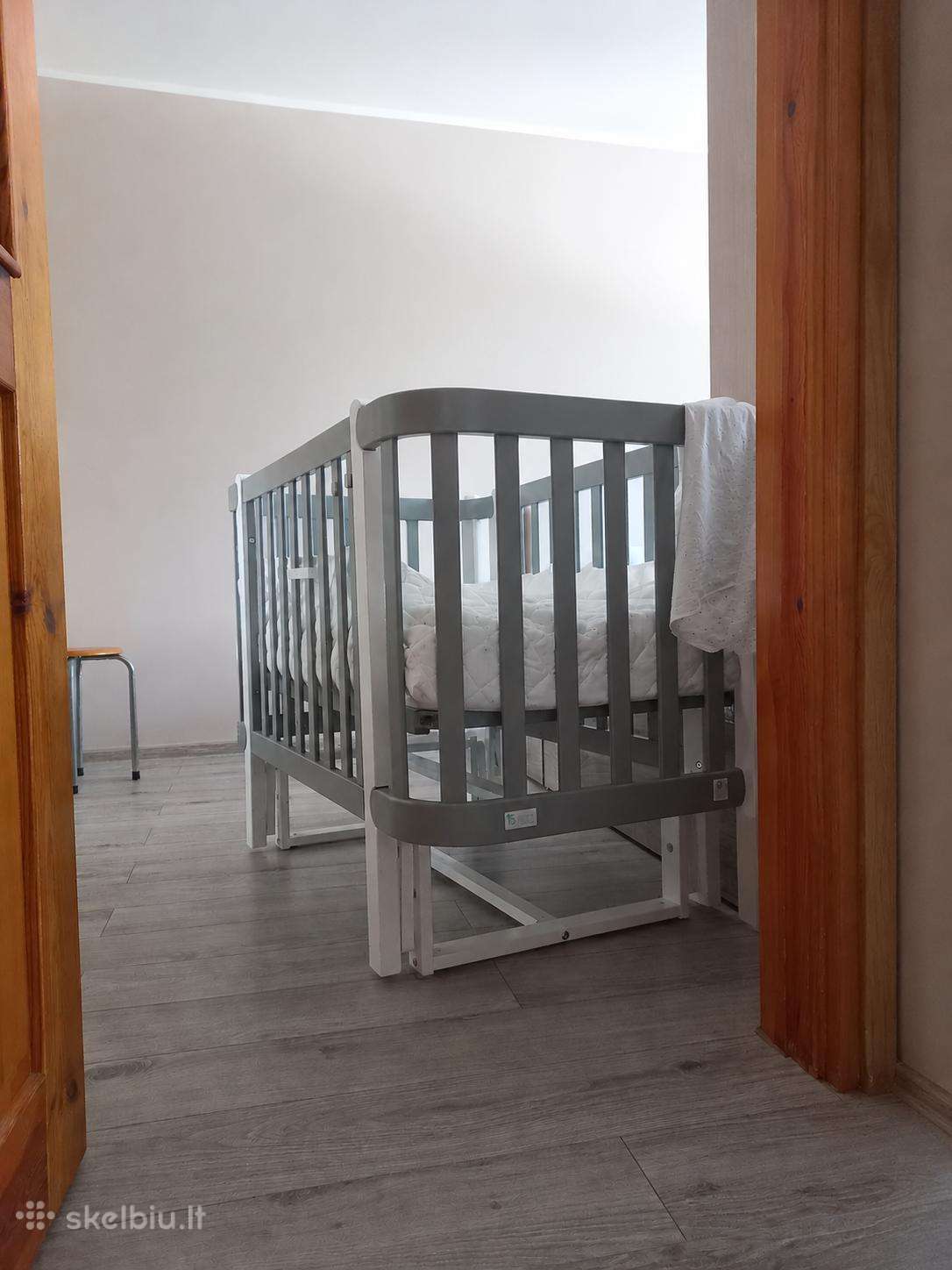 Lietuviška Vaikiška Lovytė Mija, balta-pilka
