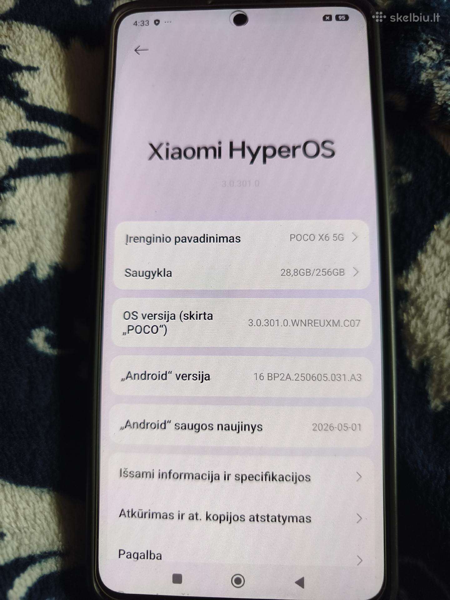 Parduodu naudota tel.poco x6 5G ,kaina 60 euru