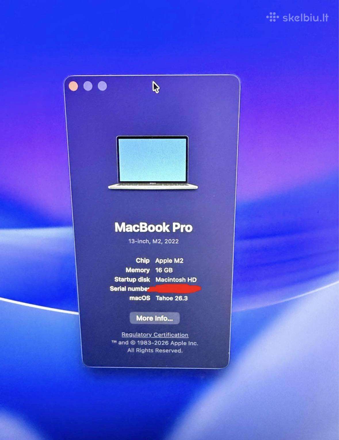 Parduodamas Apple MacBook Pro 13 (2022, M2)