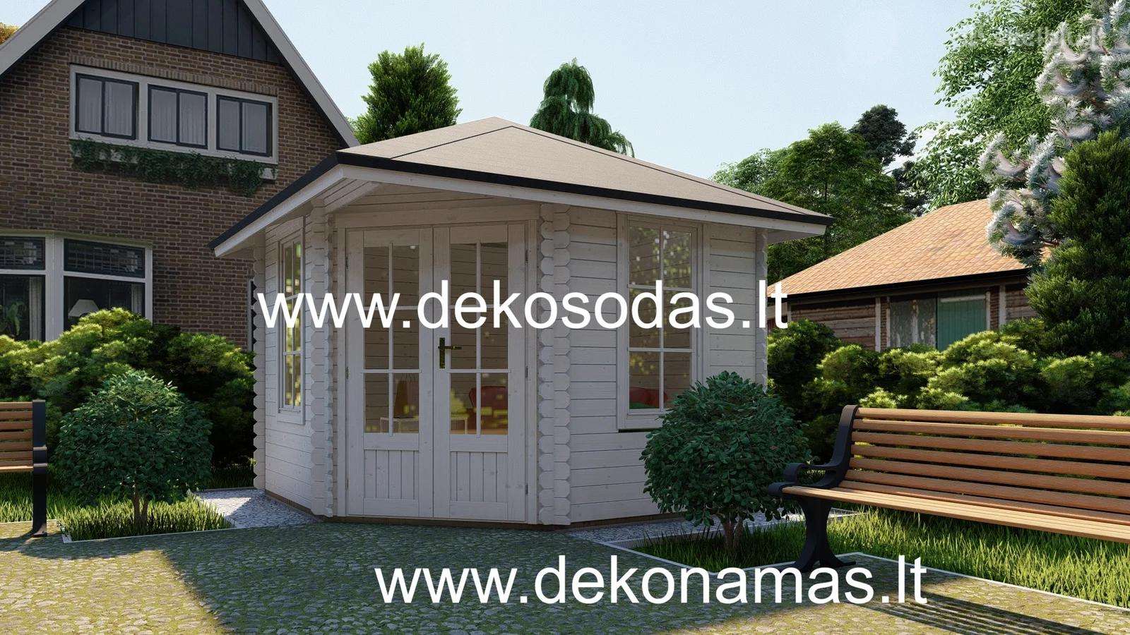 Kampinis medinis sodo namelis 40 mm, 298298 cm