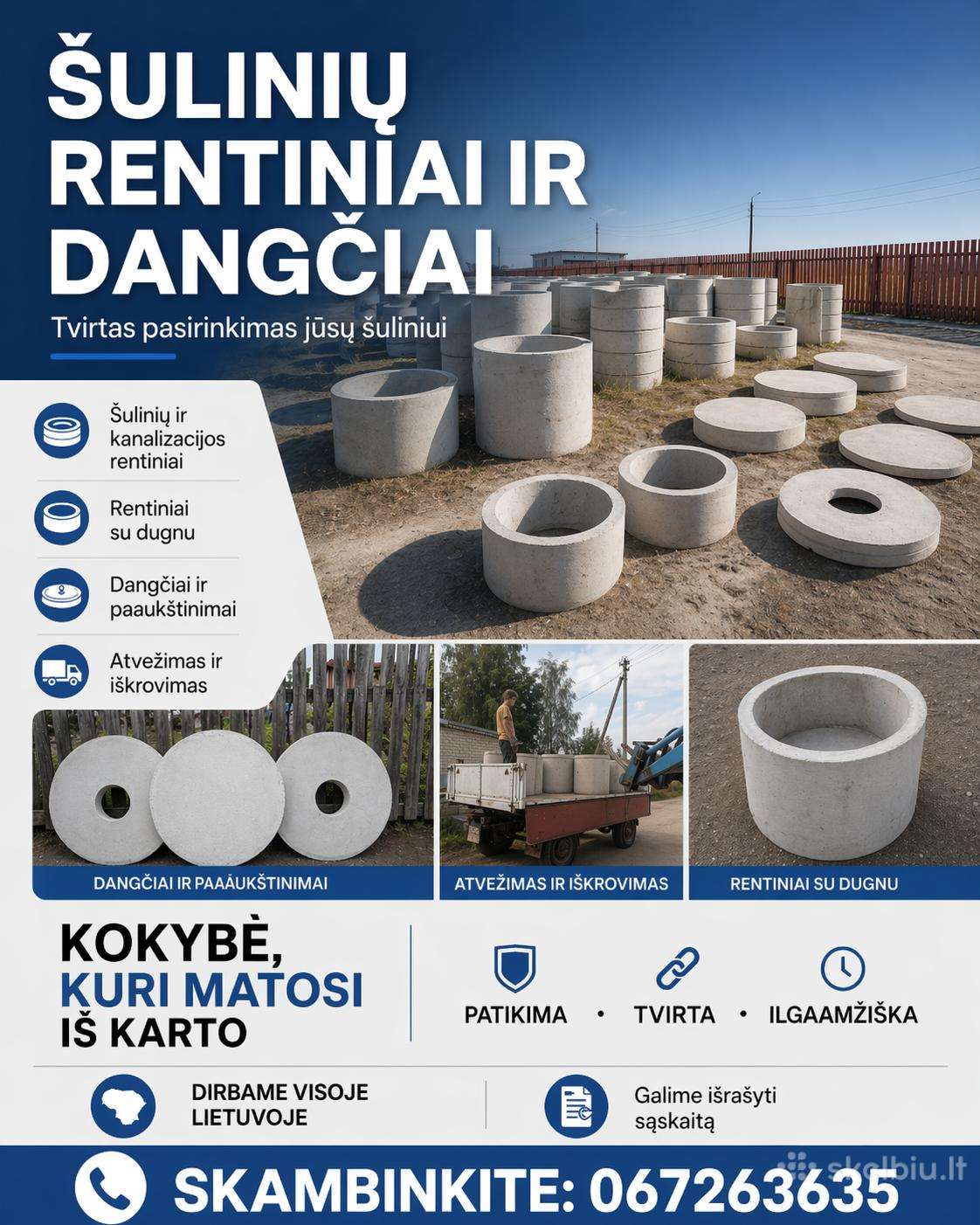 Šulinio ir kanalizacijos žiedai bei dangčiai