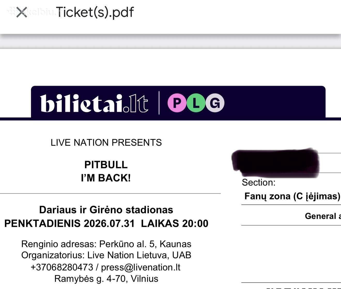 Du Bilietai į Pitbull koncertą, Fanų Zona!
