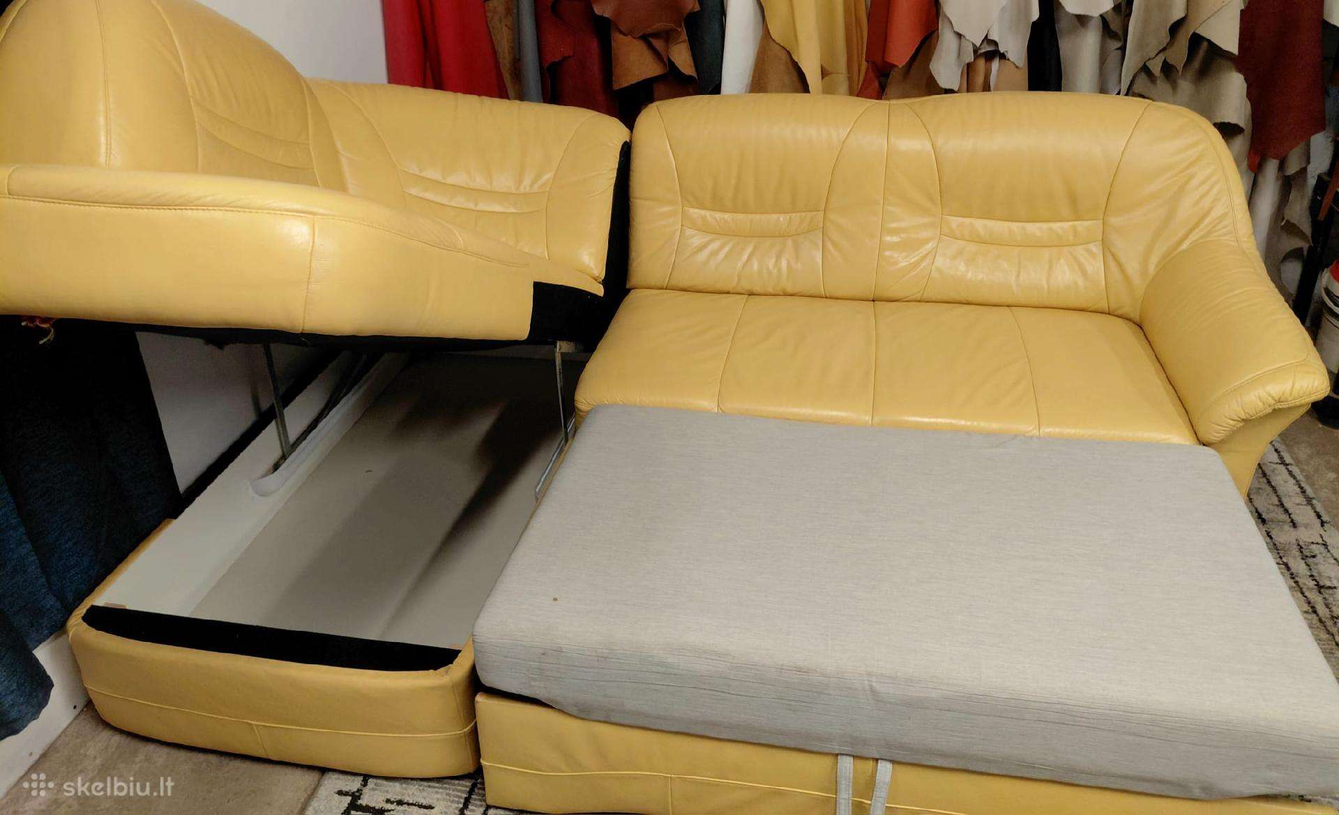 Naturalios odos kreminis kampas sofa-lova