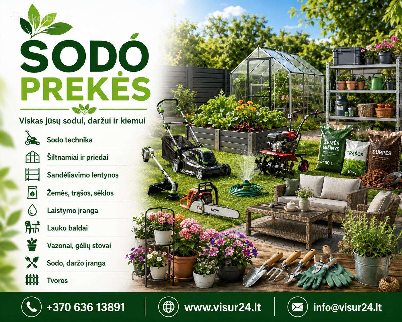 Sodo prekės – viskas jūsų sodui, daržui ir kiemui