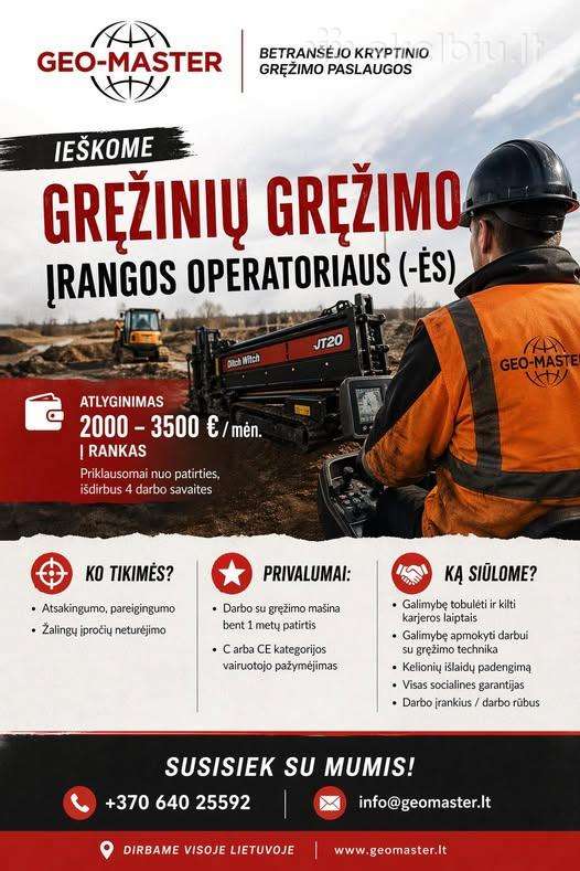 Ieškome Kryptinio Gręžimo Įrangos Operatorius (-Ė)