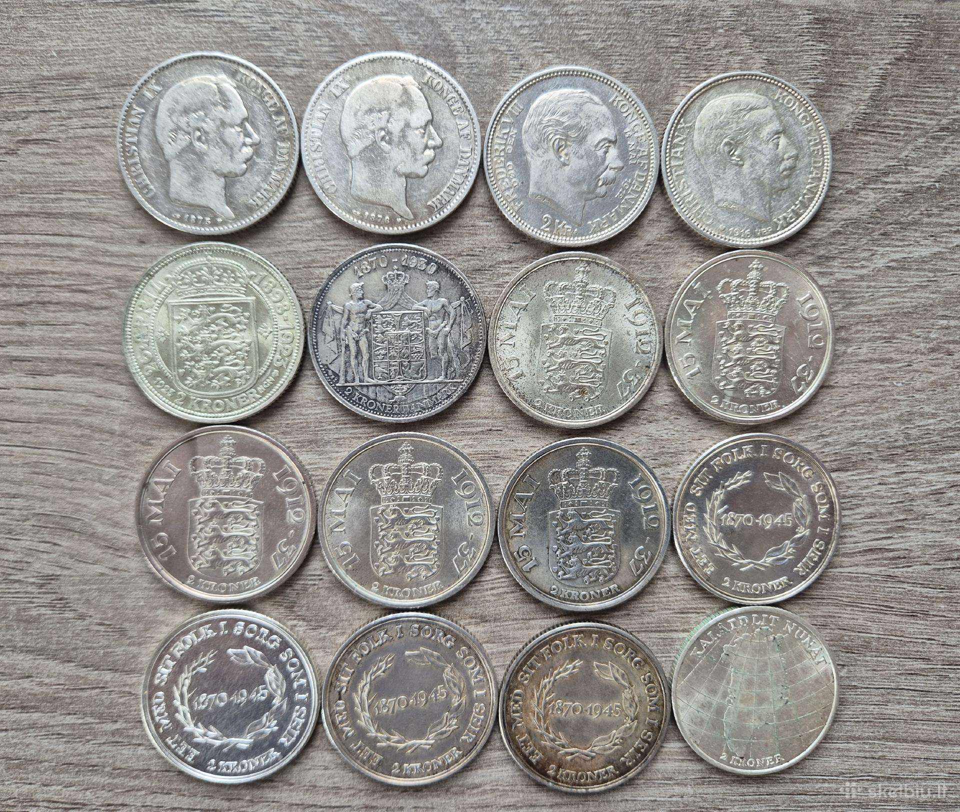 2 Kronos 1875-1953 m.danija. Kaina 30 Eur.