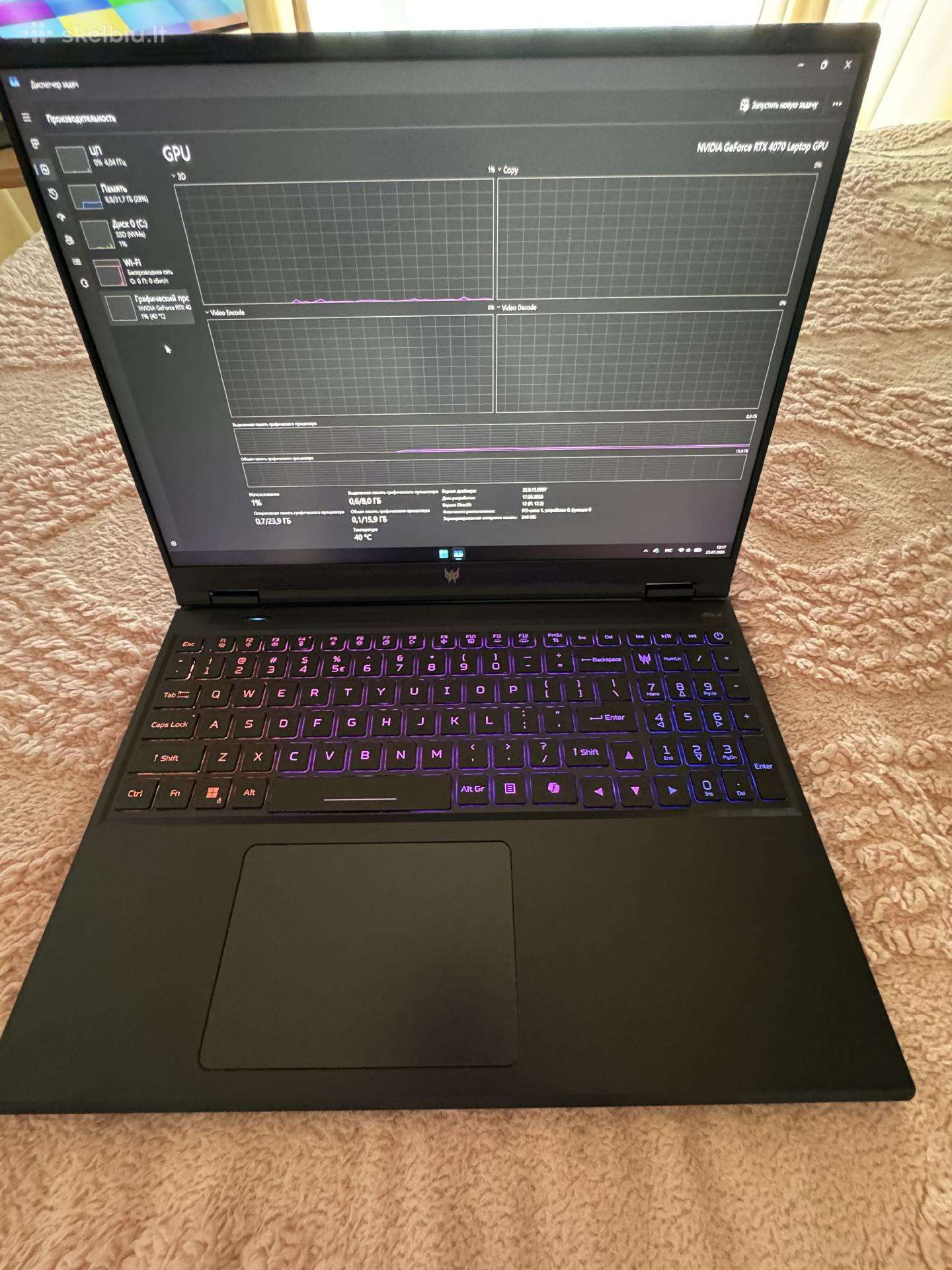 Acer Predator Helios Neo 16 i9/rtx 4070/32gb/1tb