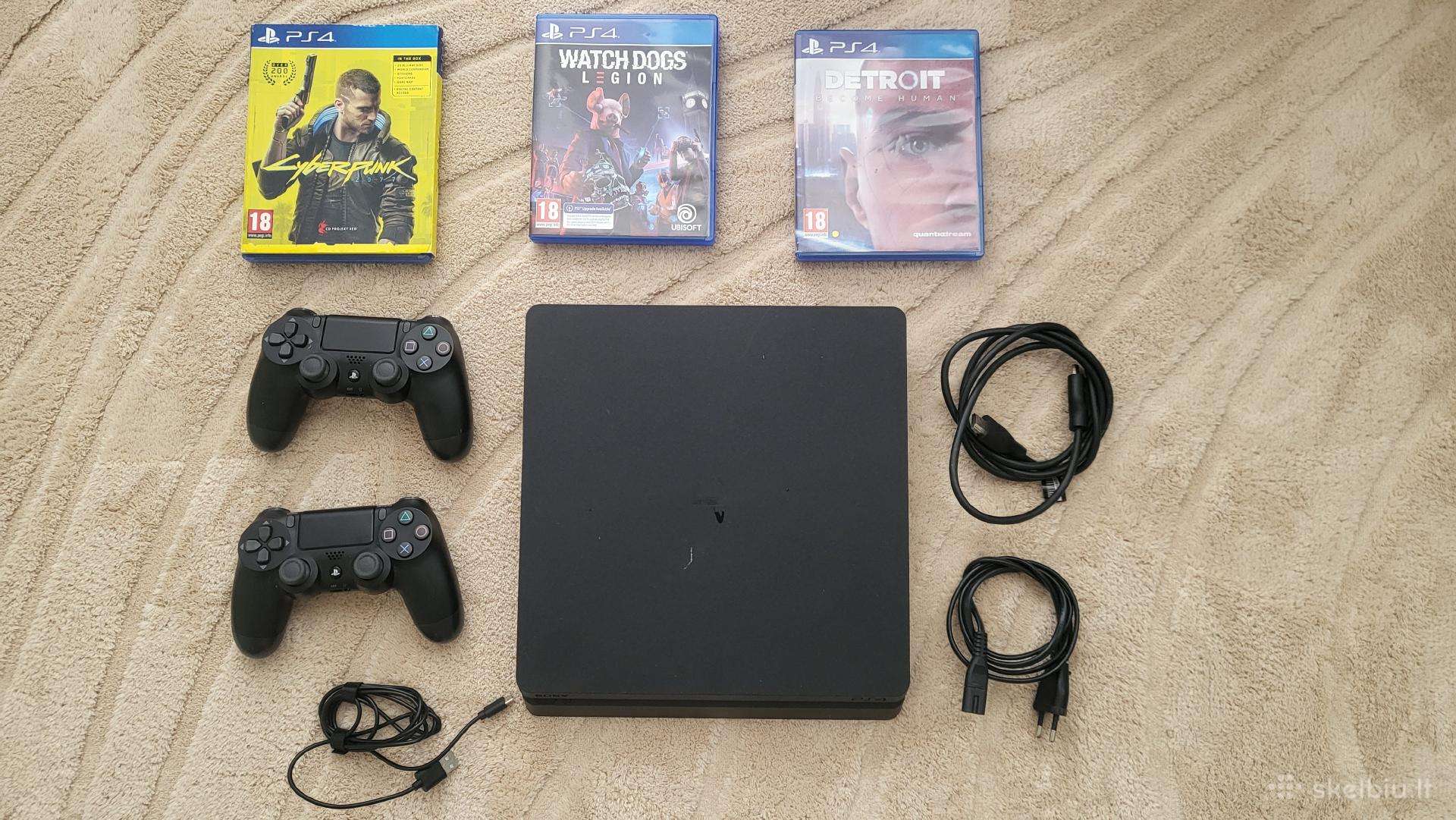 Sony Playstation 4 Ps4 Slim 2 pulteliai 3 zaidima
