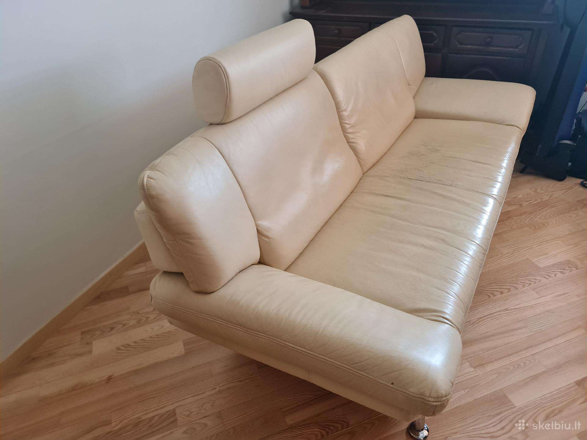 Parduodama natūralios odos sofa