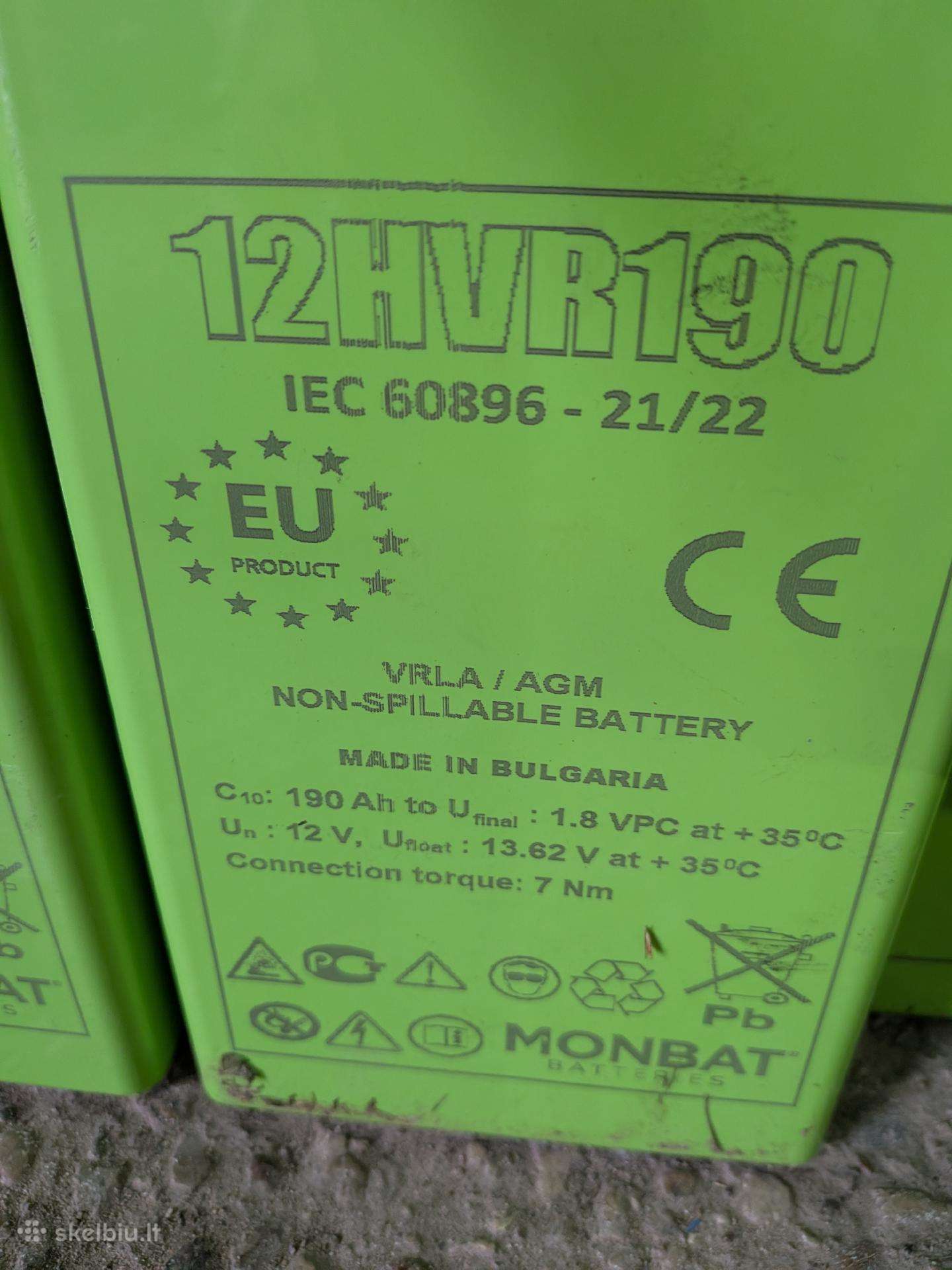 101 Ah ir 190 ah gilaus iskrovimo agm vrla