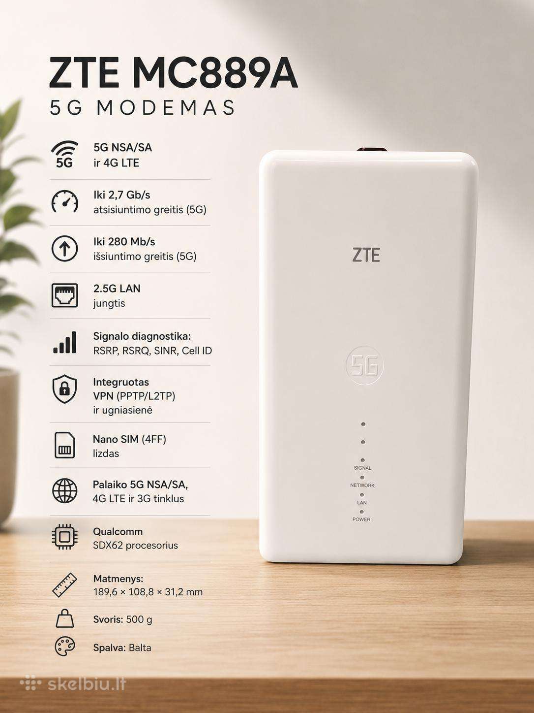 Zte Mc889a - 5G/4G+ Išorinis lauko modemas