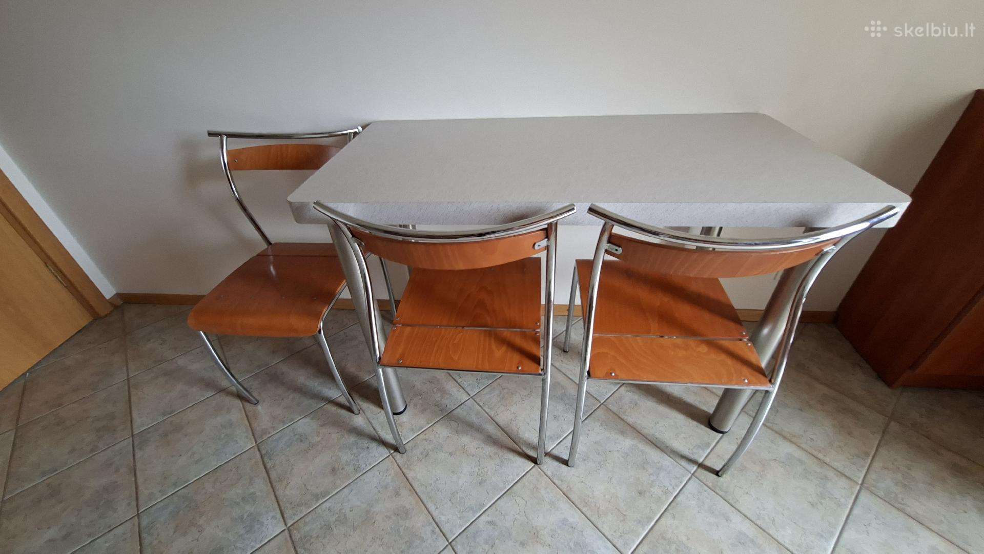 Virtuvės stalas 60x120 ir 3 kėdės