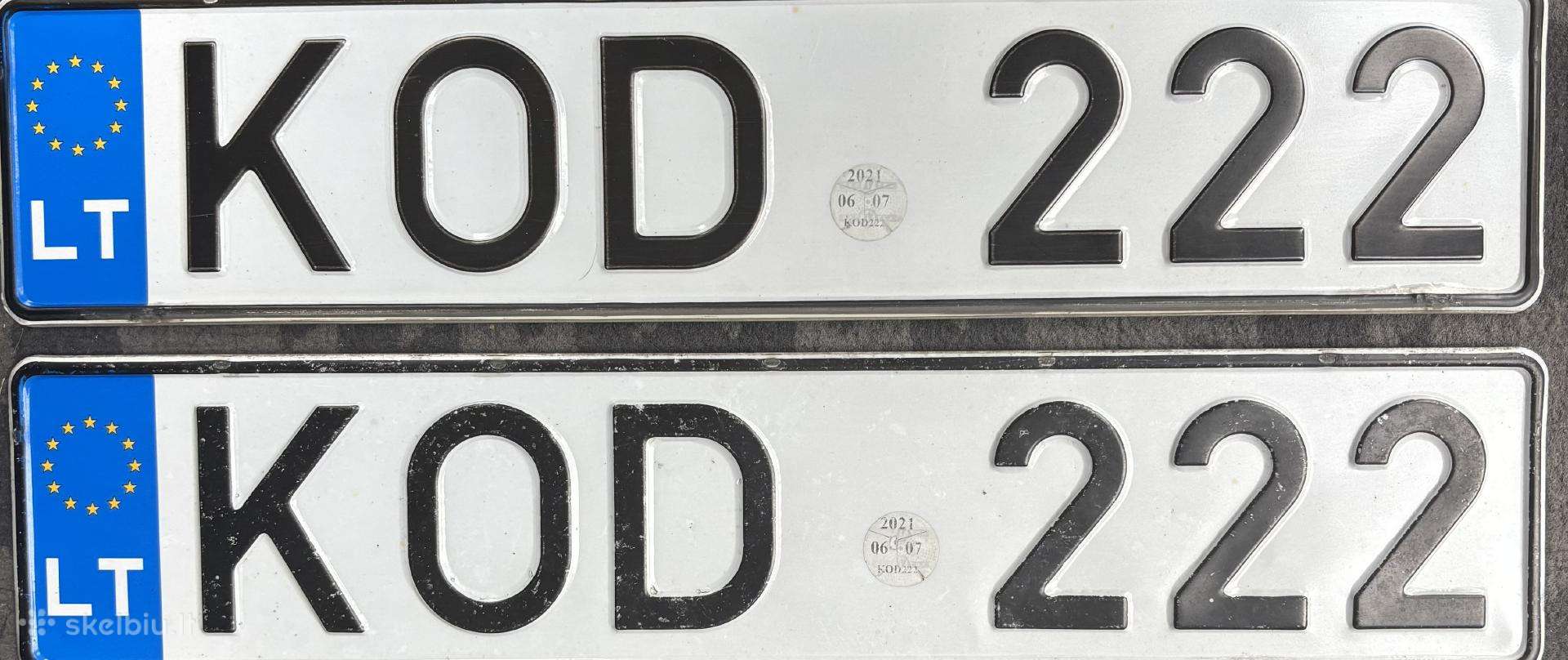 Gražūs valstybiniai numeriai 1222 Eur