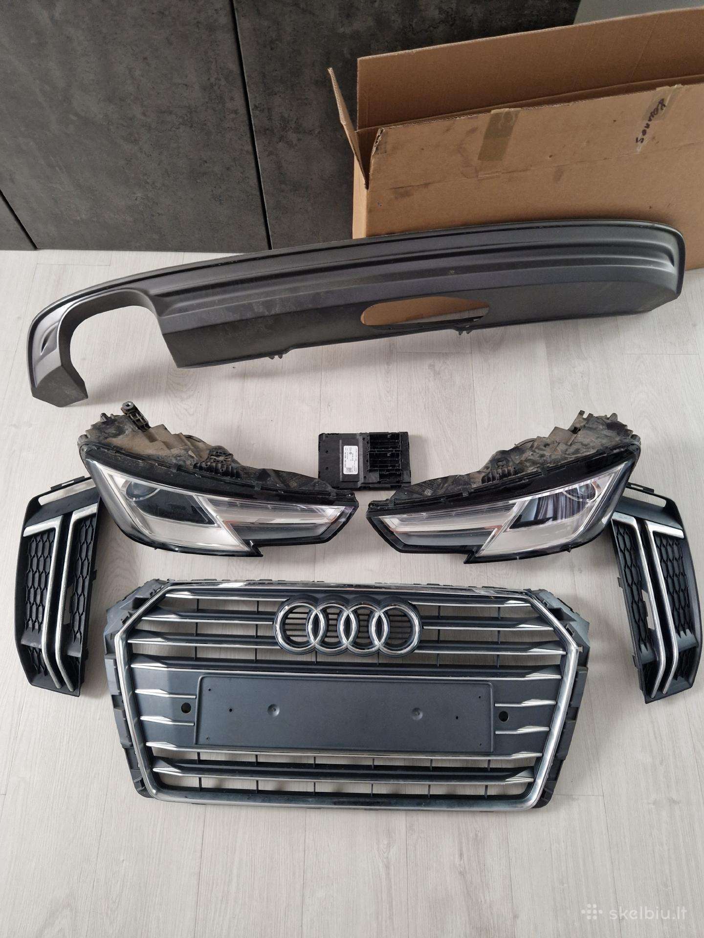 Audi A4 B9 priekiniai žibintai ir kitos dalys