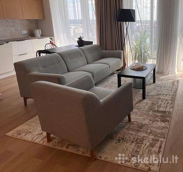 Sofa, fotelis, pufas