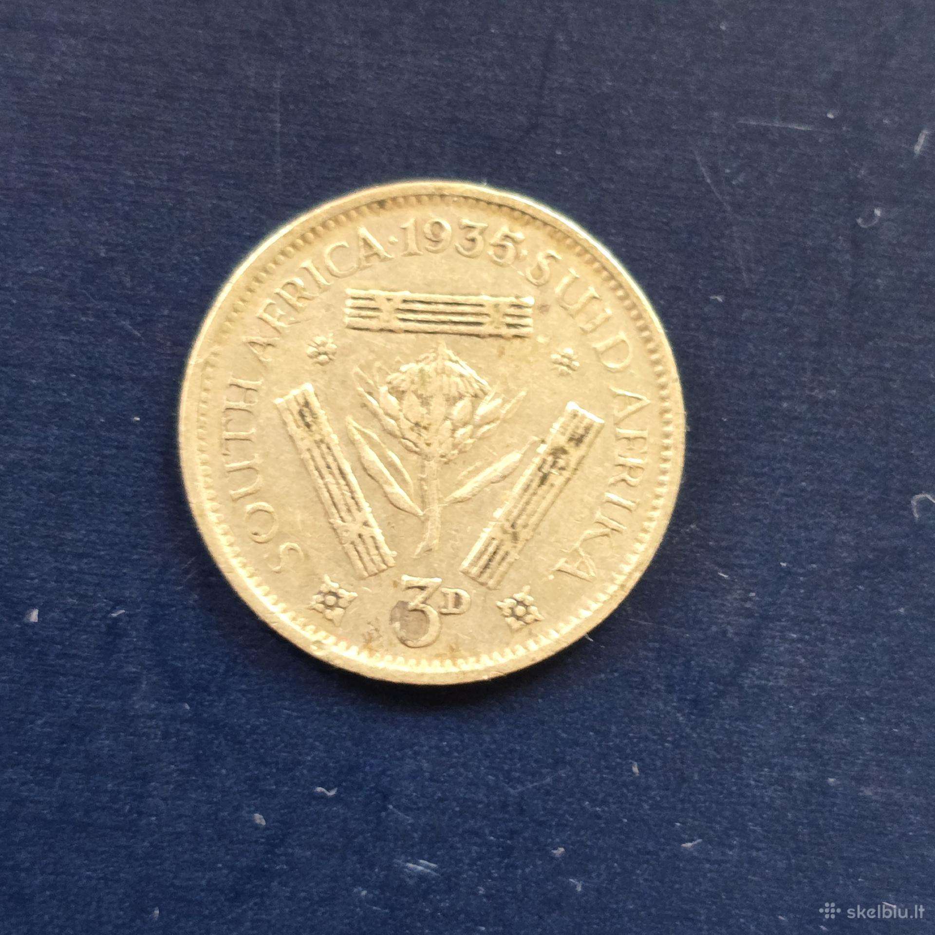 Pietų Afrika 1935 3pence Ag800 1,4G