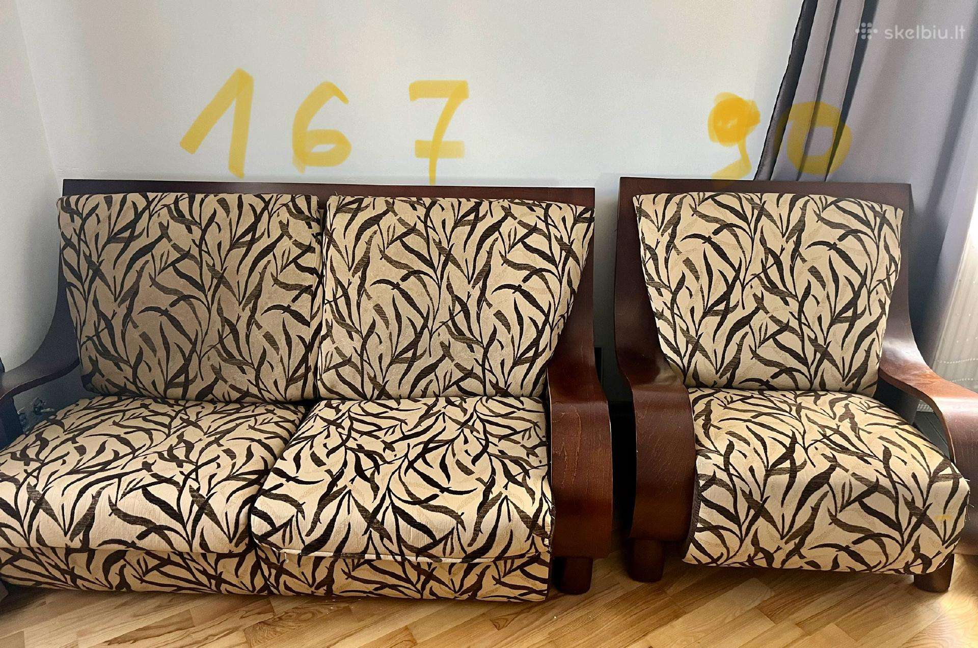 Išskleidziama sofa lova+2 foteliai