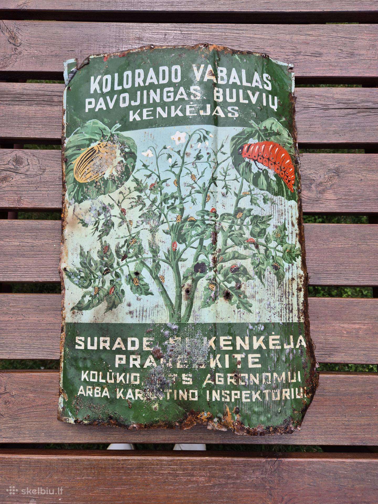 Antikvarinis tarybinių laikų plakatas ant skardos