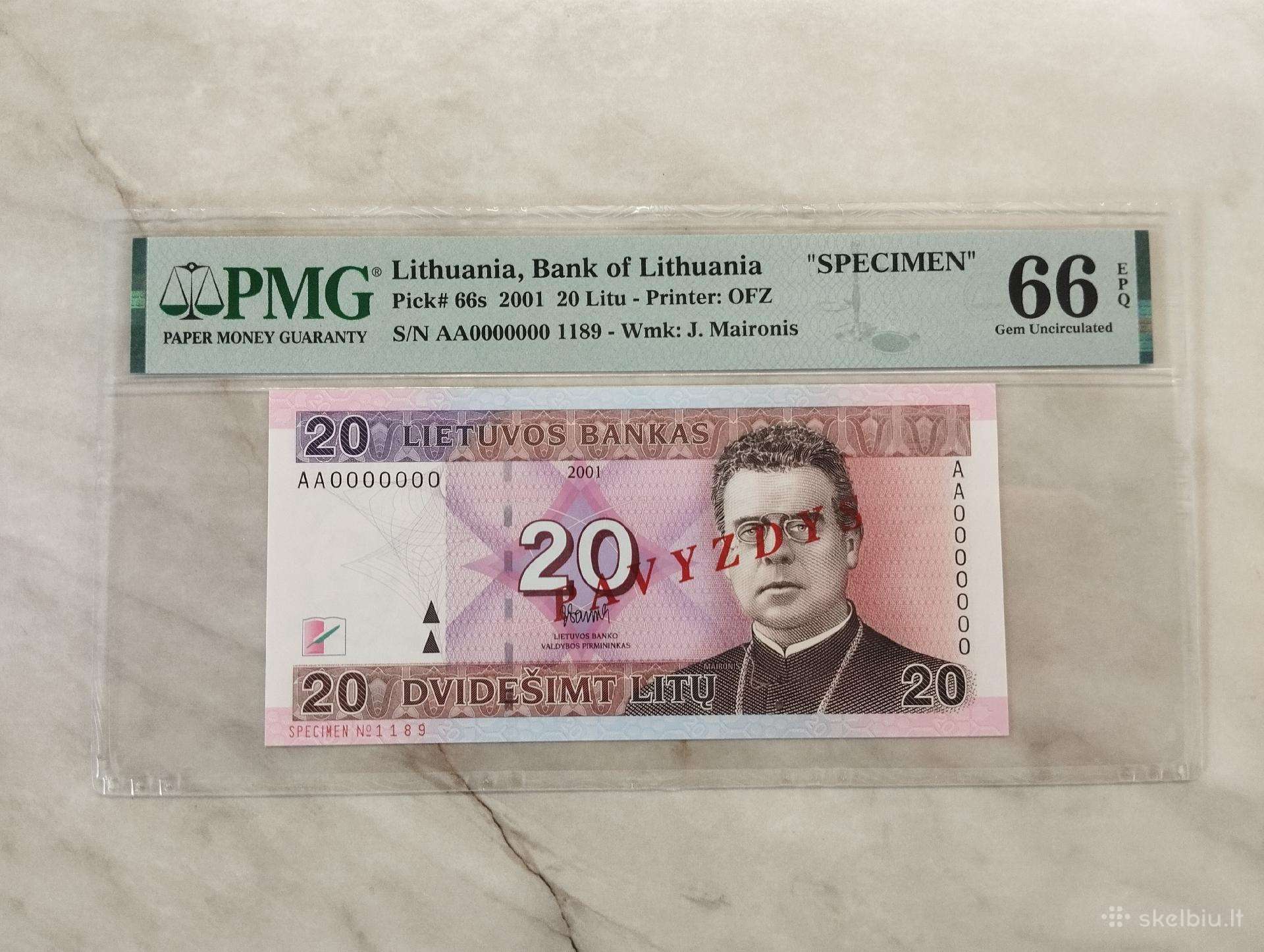 20 litų,2001 metu,pavyzdys
