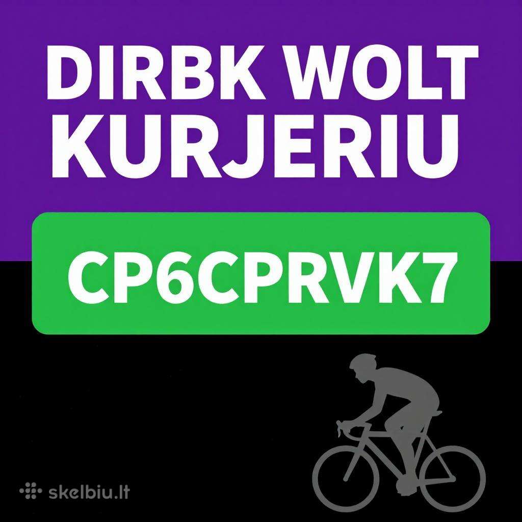 Tapk Wolt kurjeriu – bonusas 100 eur