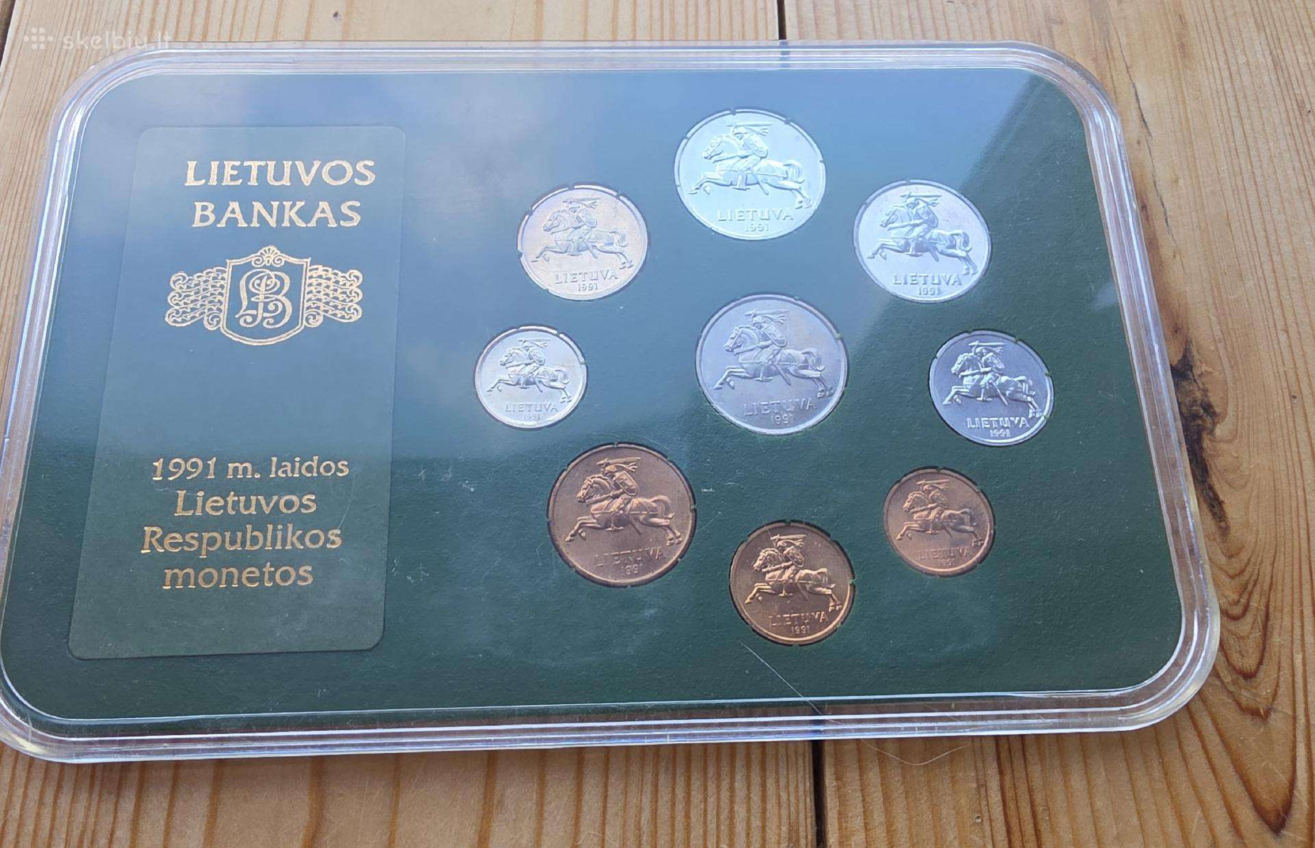 1991 litų Unc monetų rinkinys