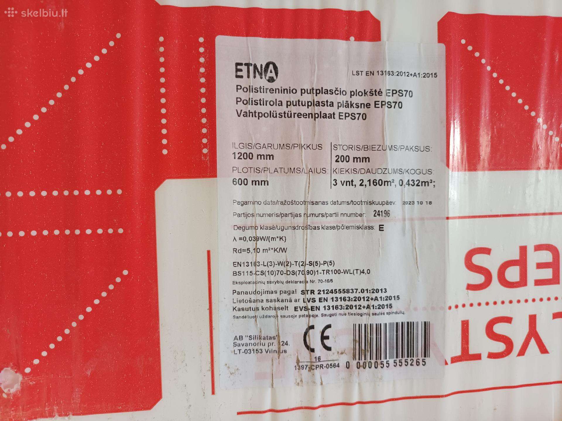 Parduodamos 12 pakuočių putplasčio plokščių Etn