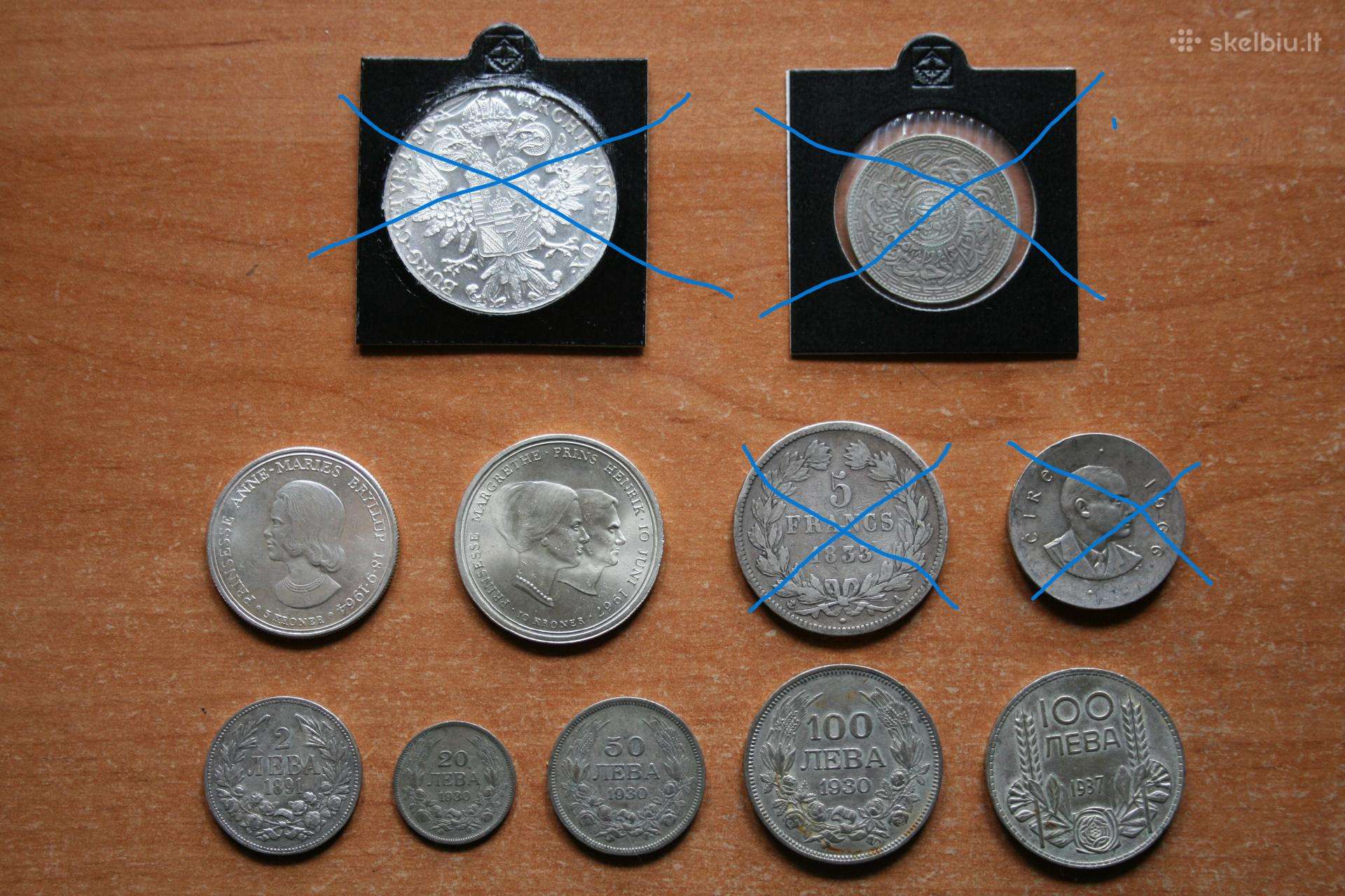 Įvairios monetos (beveik sidabro metalo kainomis)