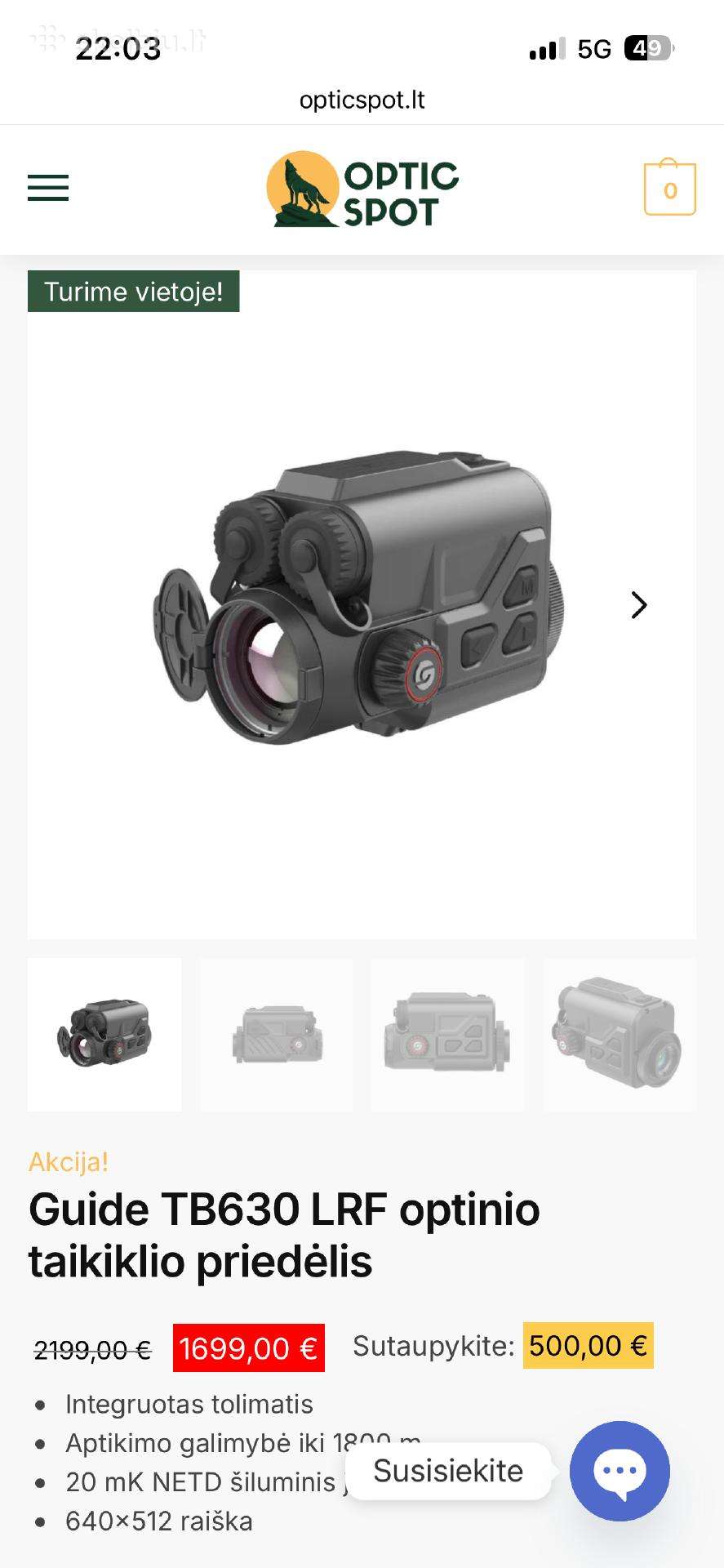 Guide Tb630 Lrf optinio taikiklio priedėlis.