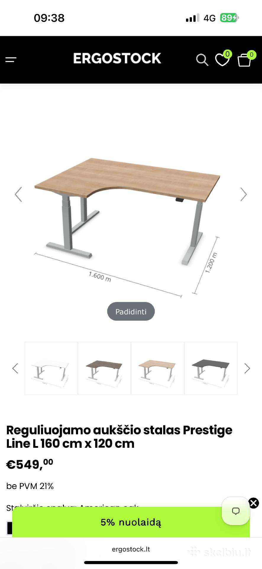 Ergostock Reguliuojamo aukščio stalas