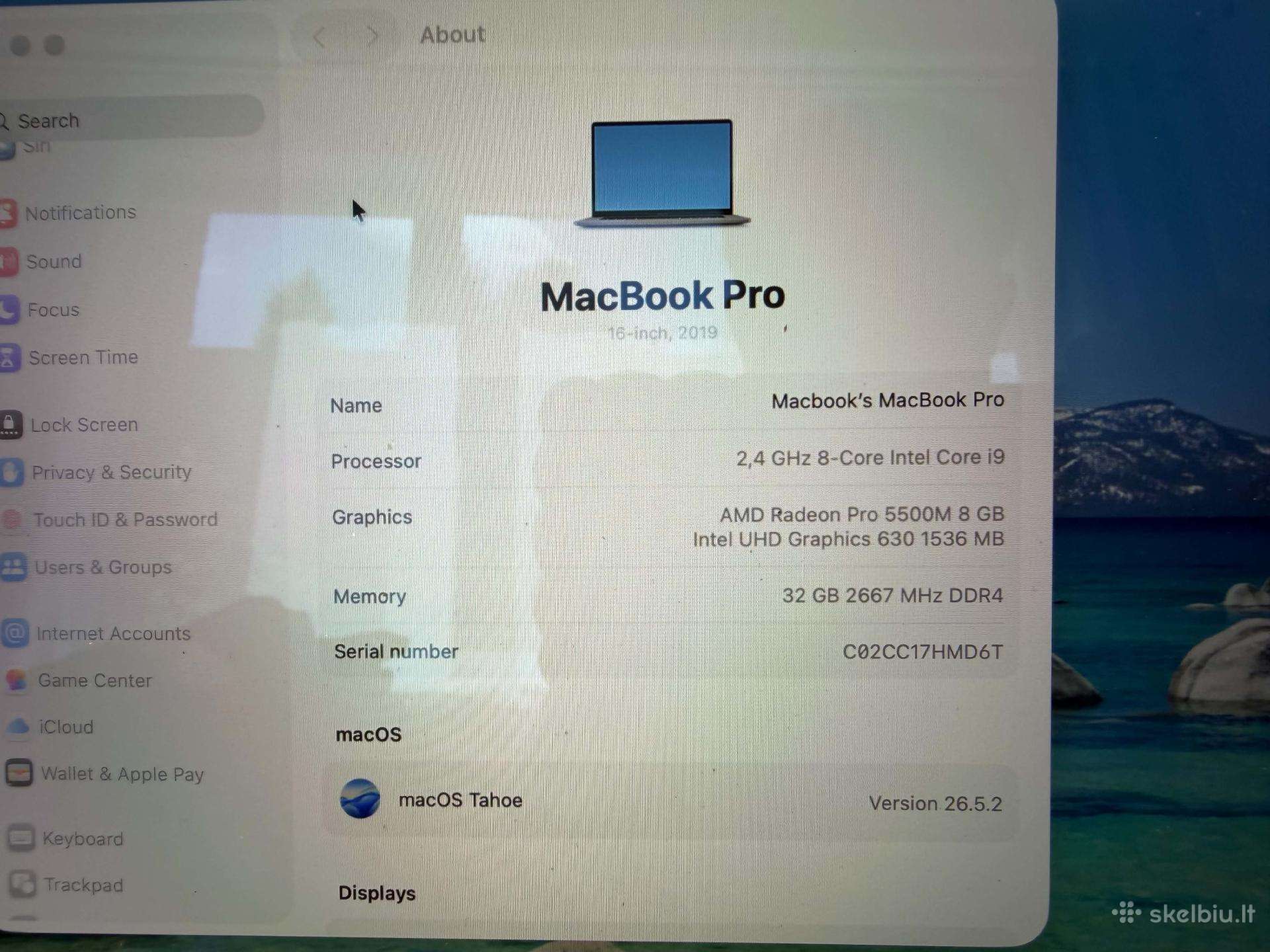MacBook pro a2141 2019 16inch