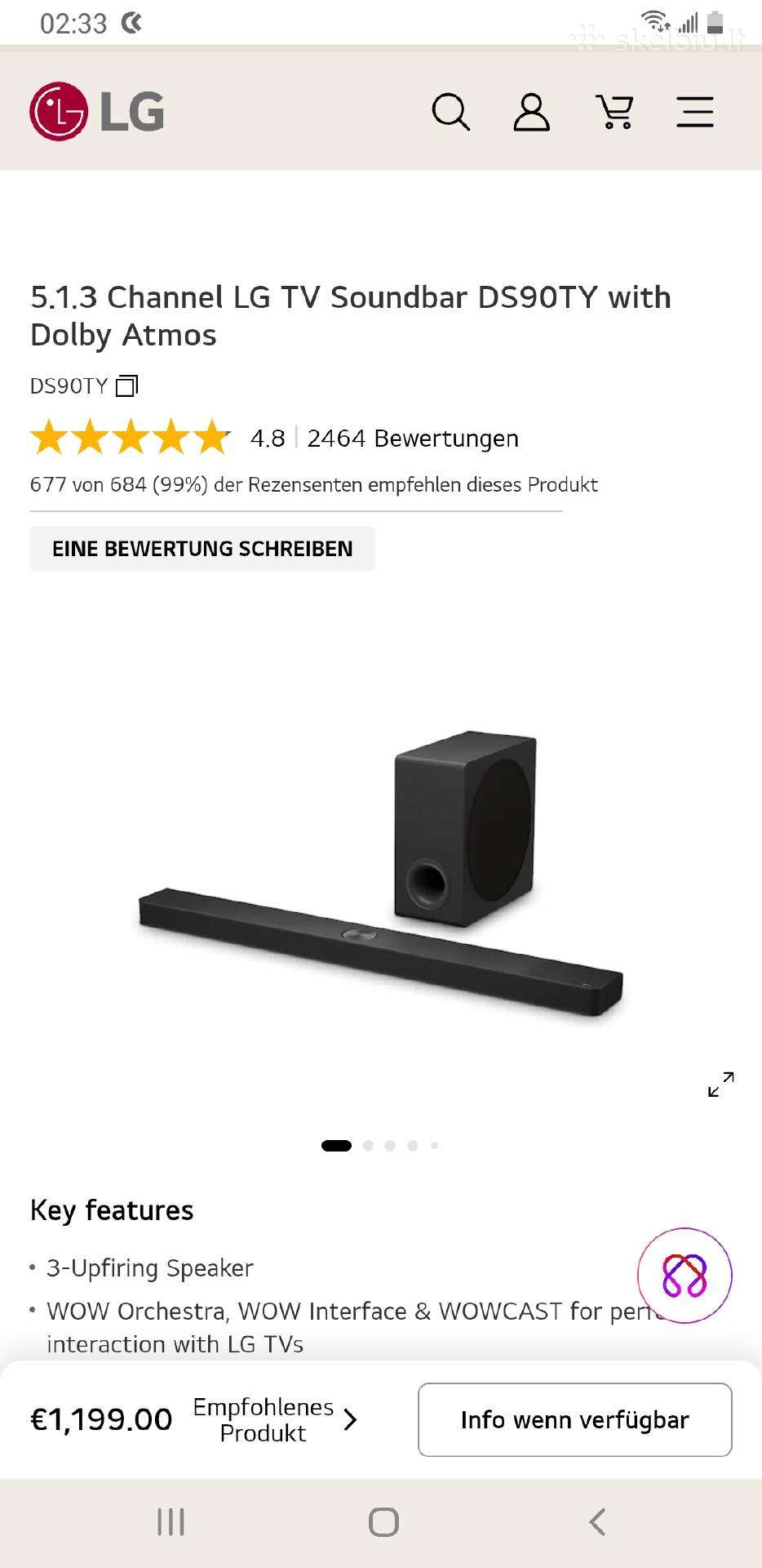 LG Soundbar for TV with Dolby Atmos 5.1.3
