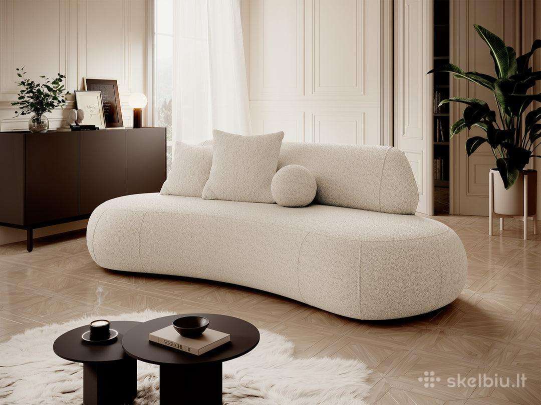 Trivietė kreminės spalvos sofa