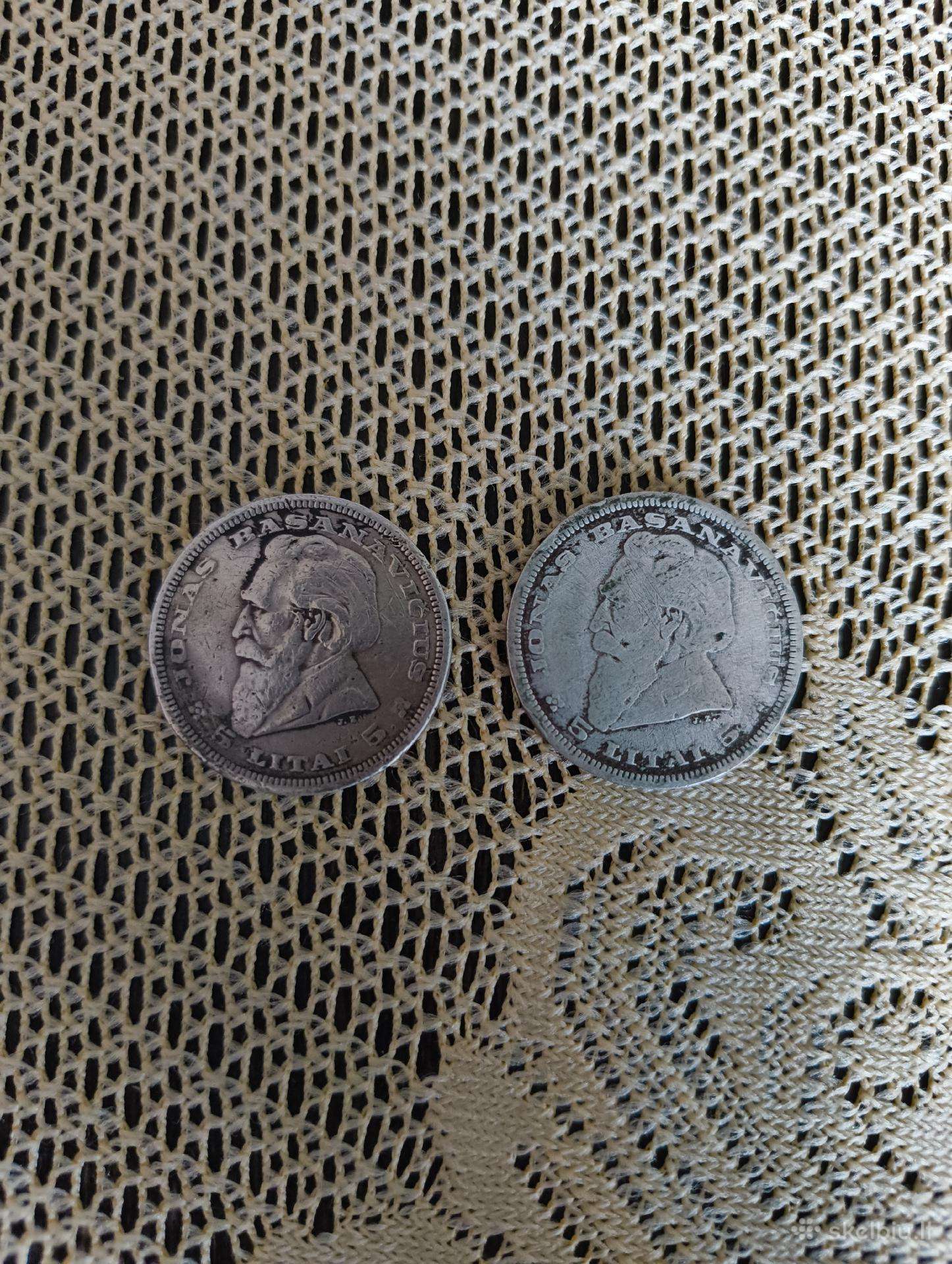 5 Litai 1936 m - Originalas.sidabras, 2vnt po 17€