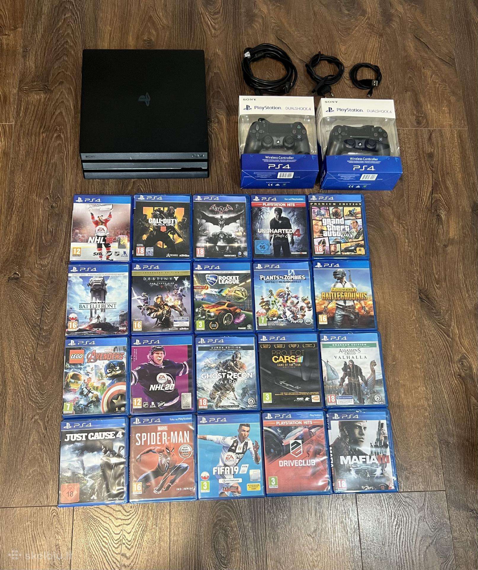Playstation 4 Pro,7216b/1tb/2 pultai/20 žaidimu