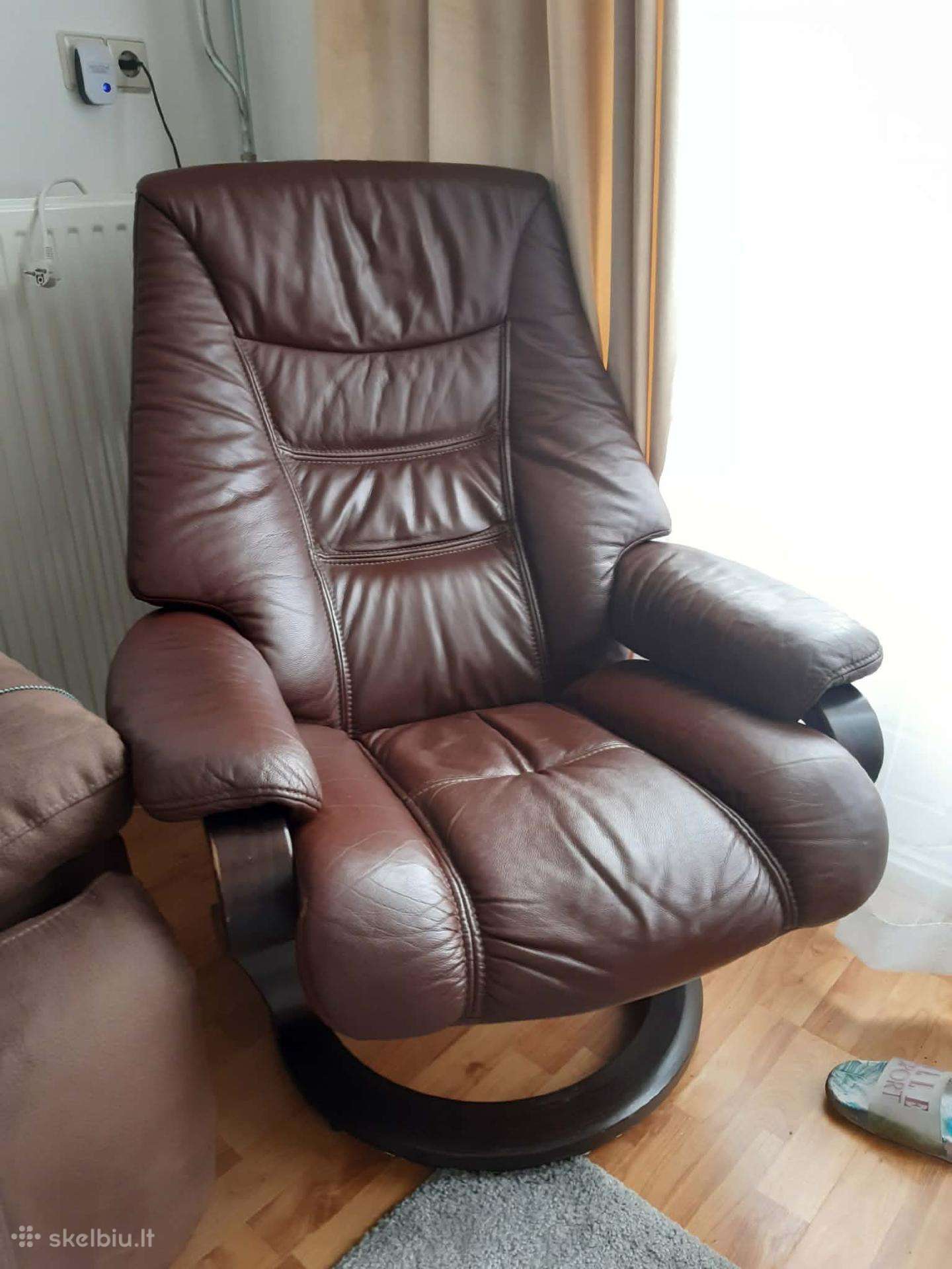 Natūralios odos stressless fotelis reglaineris