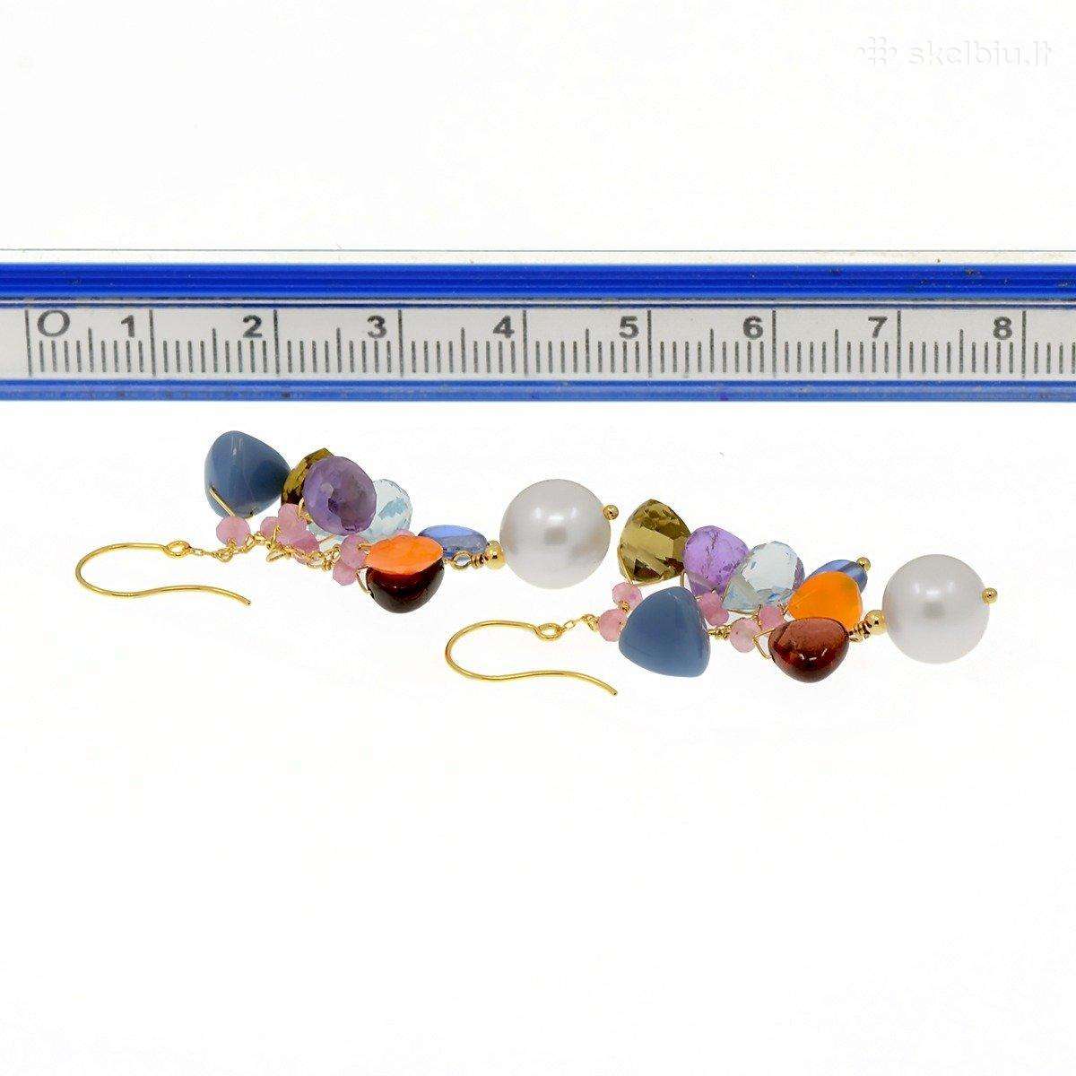 Aukso (750) auskarai su brangakmeniais (6gr)