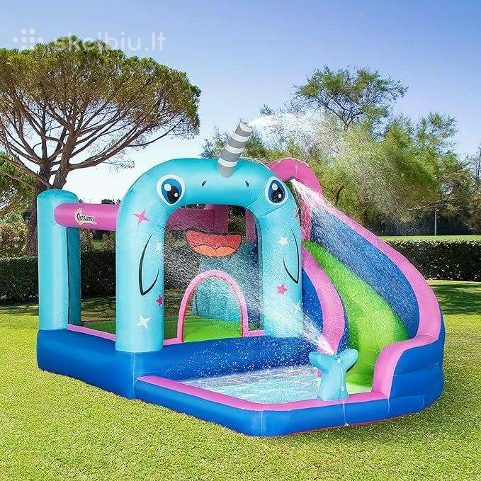 Pripučiamas vandens parkas su čiuožykla,priedais