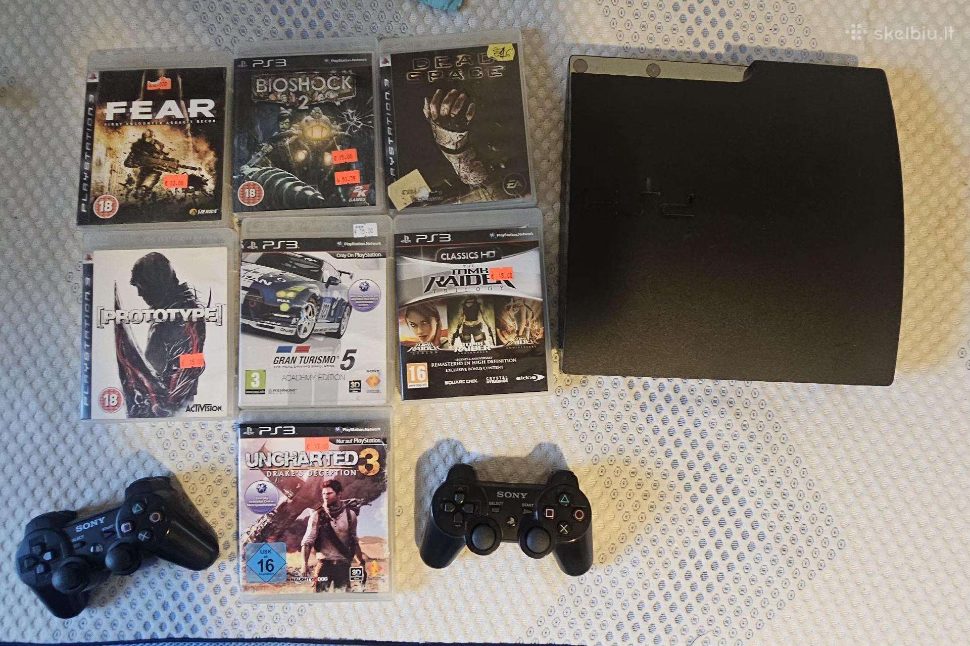 Playstation 3 Slim (160gb) + 2 pulteliai, 6 žaidim